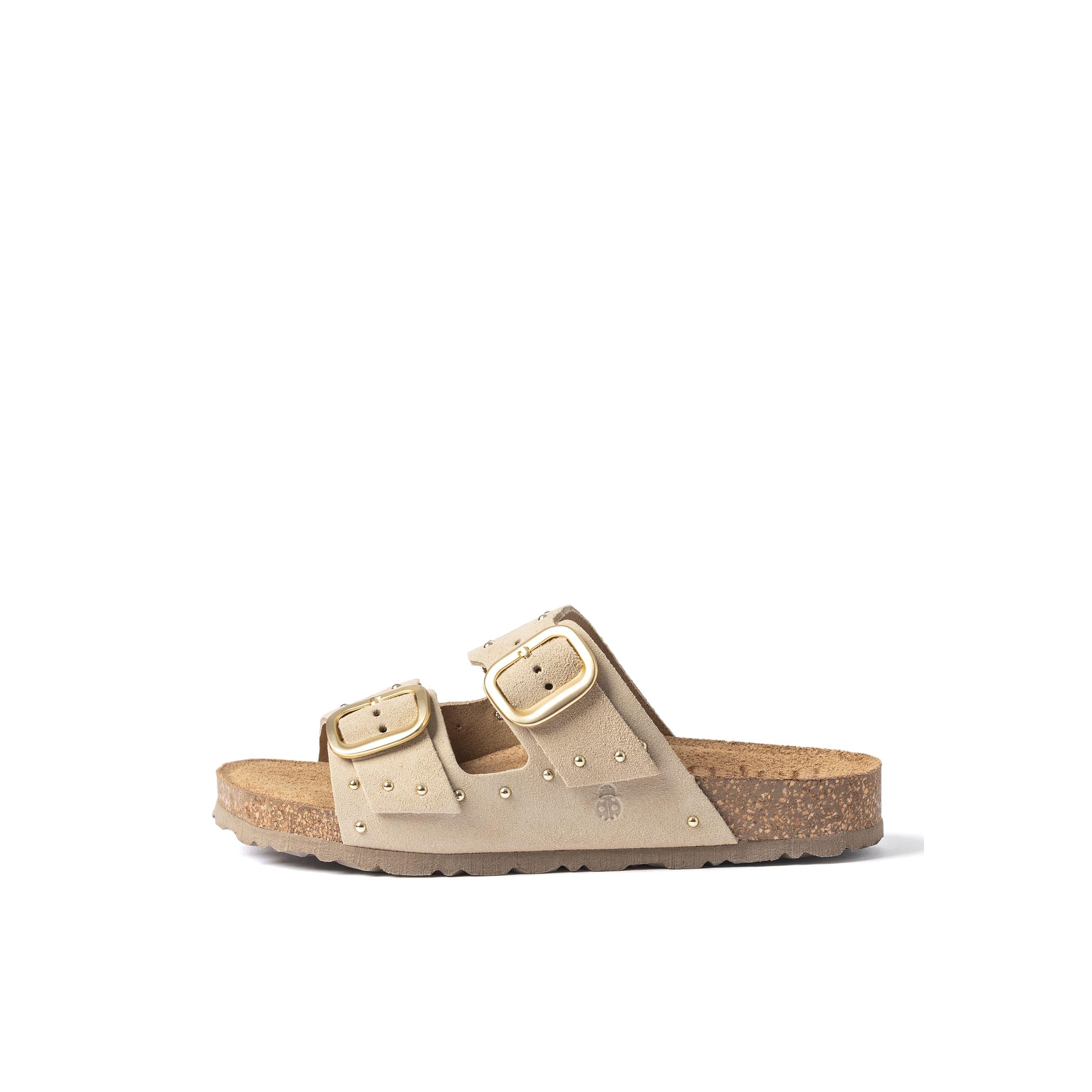 YOKONO sandalia plana JERBA-265 BEIGE | Zapatos mujer Primavera-Verano | Piel vacuna  Serraje | 3 CM