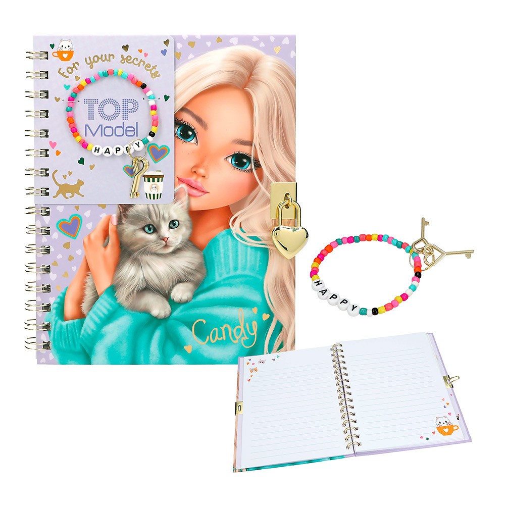 Top Model Diario con Candado y Pulsera.