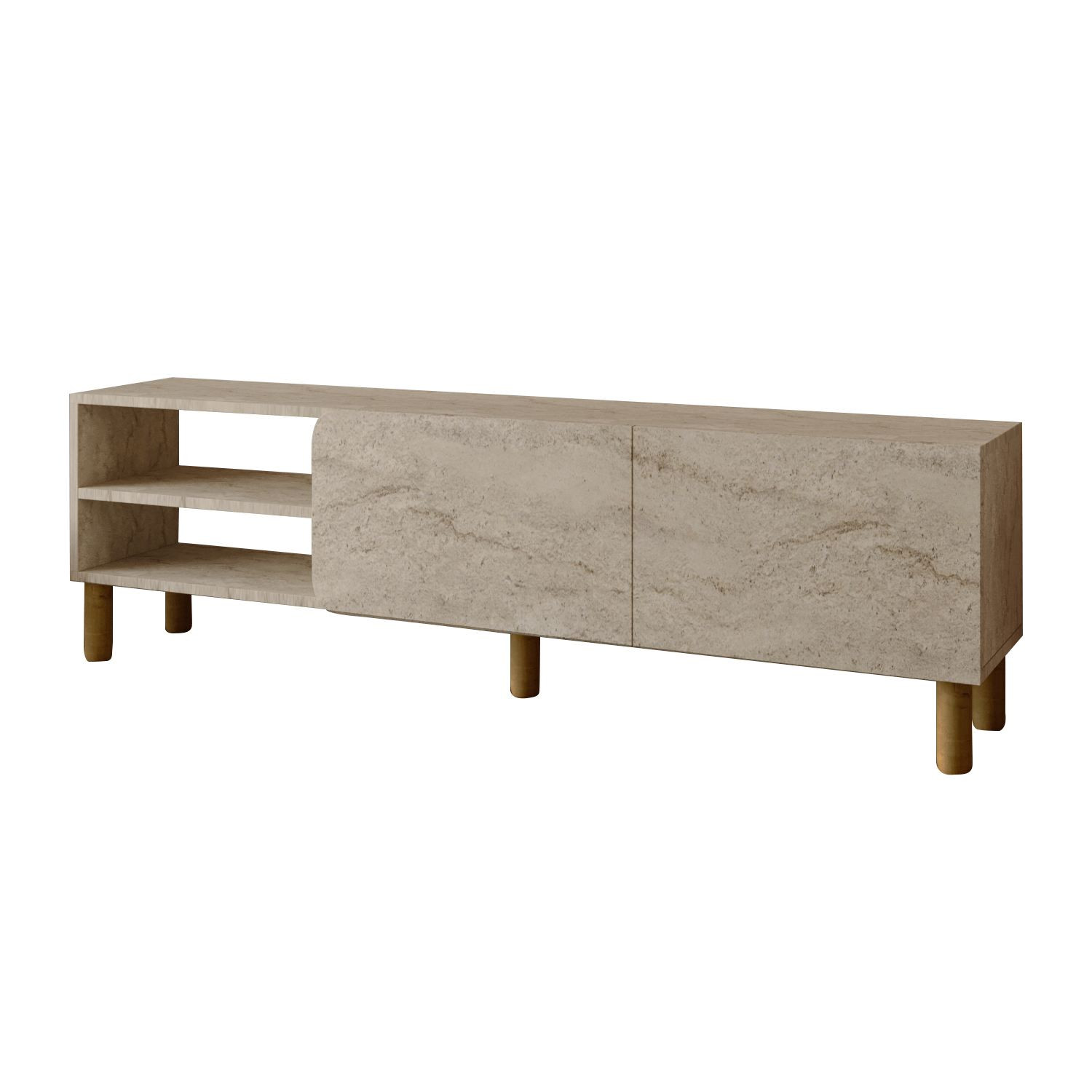 Habitat y Jardin - Soporte de TV de madera "River" - 150 x 31 x 48 cm - Travertino