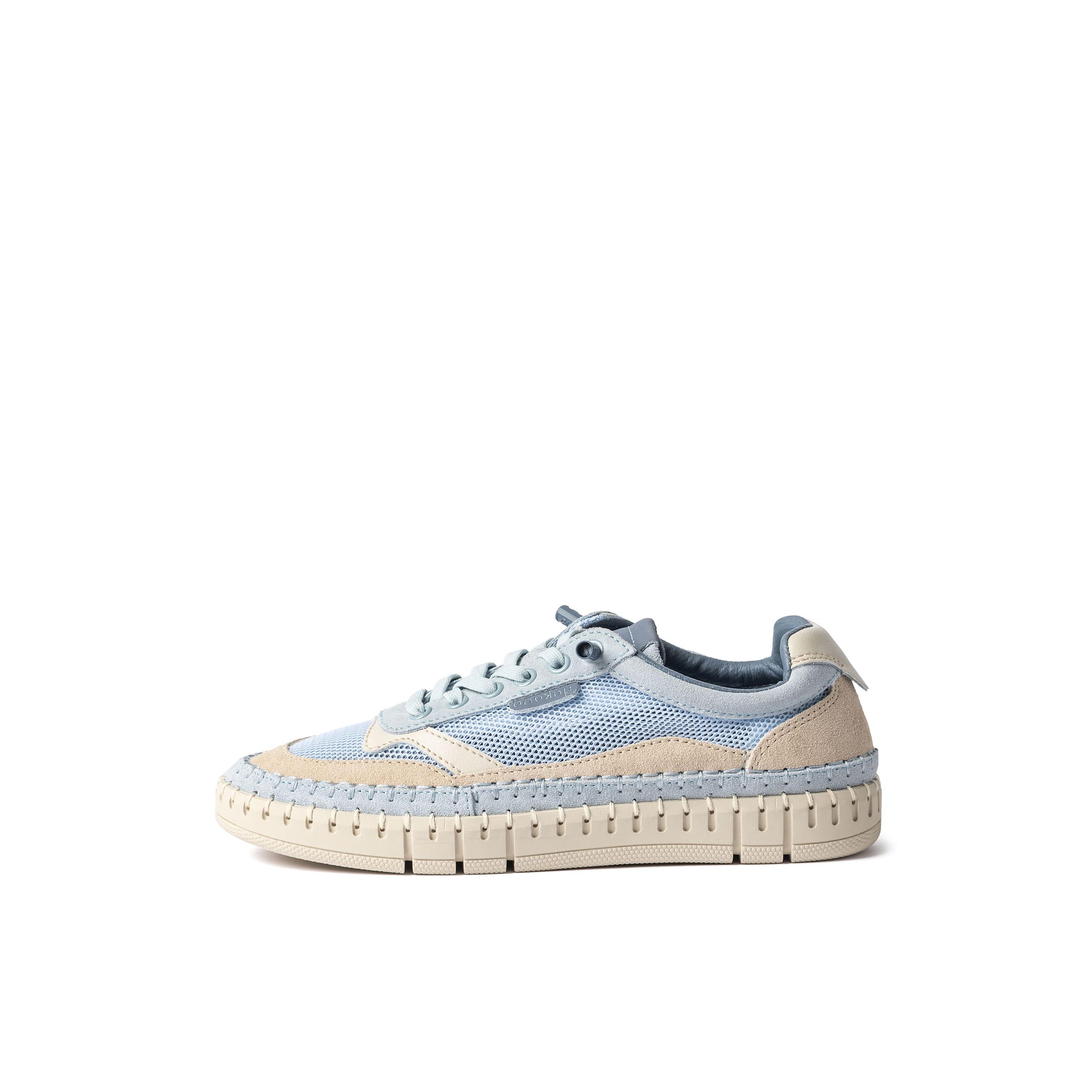 YOKONO Sneaker FLOW-104 AZUL | Zapatos mujer Primavera-Verano | Piel vacuna  Rejilla | 2 CM