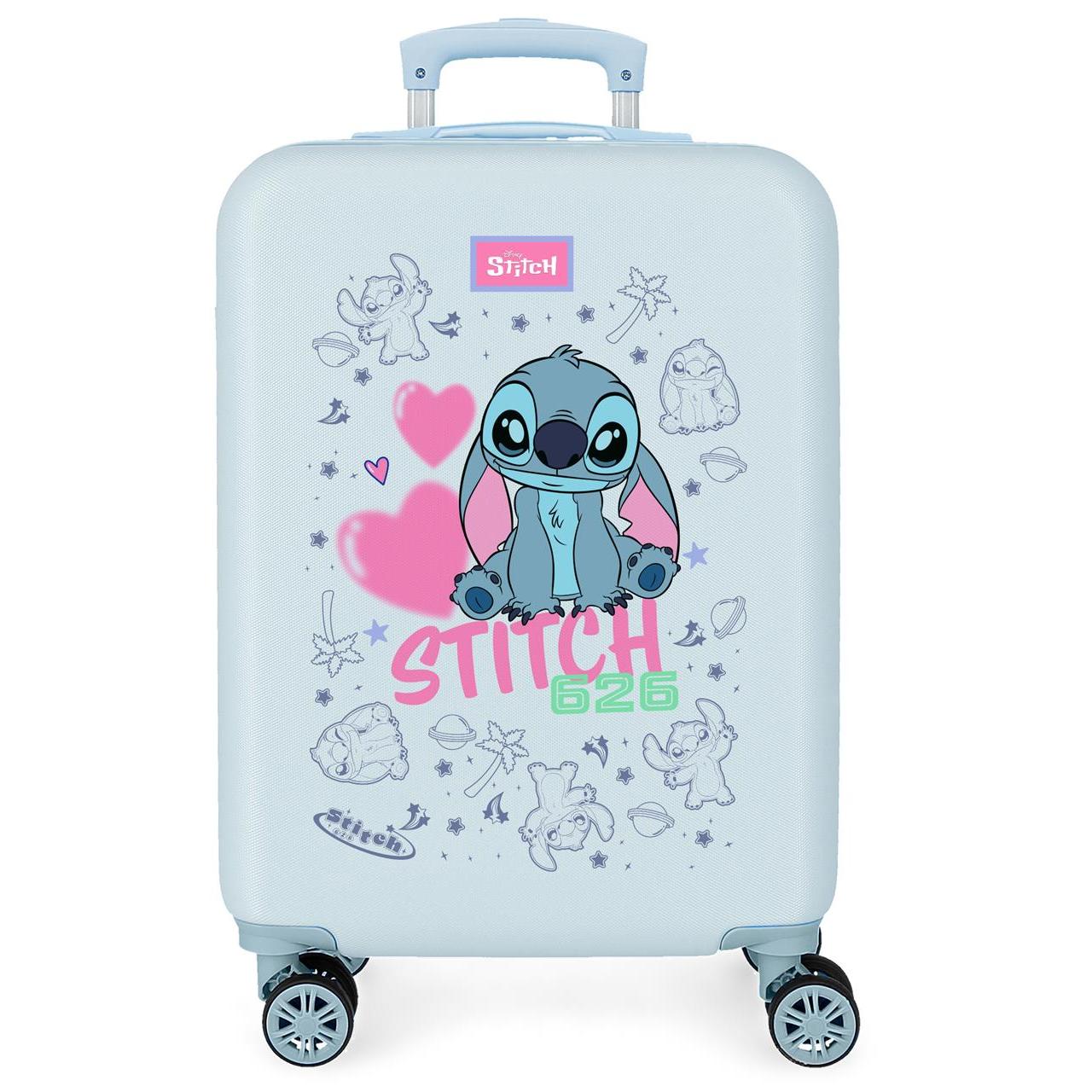 Maleta de cabina Disney Stitch hearts azul claro 55x38x20cm