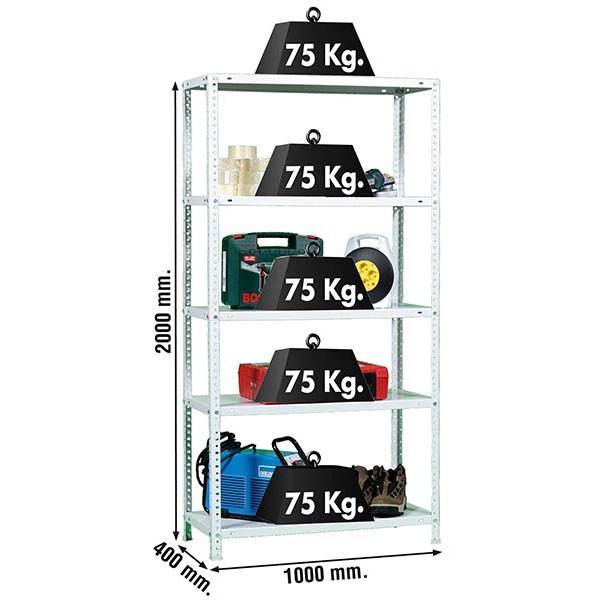 Estantería SIMONRACK ADVANTAGE PLUS 5/400 BLANCO 2000x1000x400