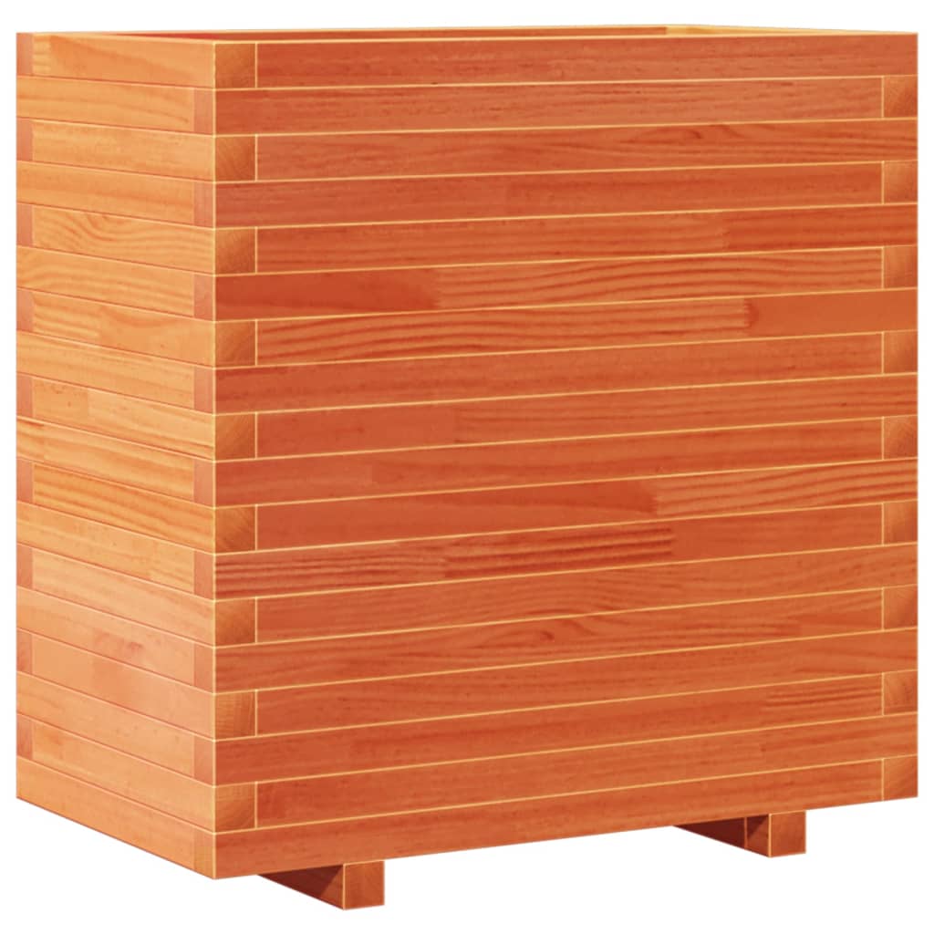 vidaXL Jardinera madera maciza de pino 70x40x72 cm Color Pino natural,  Blanco,  Marrón cera y mas