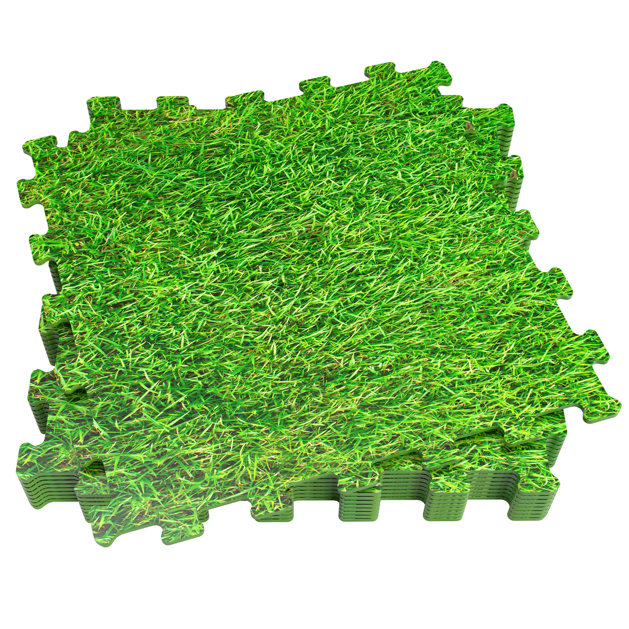 Aktive - Suelo Protector Césped y Piscina de Goma EVA con Estampado Realista de Césped - 8 Piezas