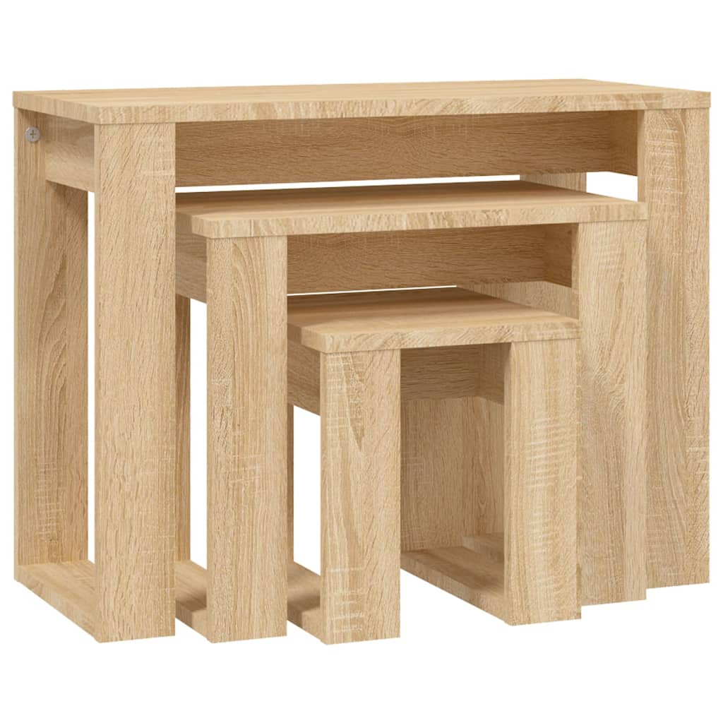 Vidaxl Mesas Apilables de Madera Contrachapada - Blanco, Negro, Roble Sonoma - Mesa de Sofá, Mesa de Entrada, Mueble Recibidor