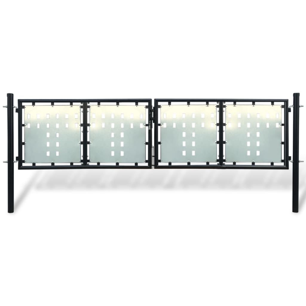 vidaXL Verja Negra con Puerta Entrada con 3 Llaves Jardín Seguridad Dimensiones 100 x 125 cm,  100 x 150 cm,  100 x 175 cm y mas