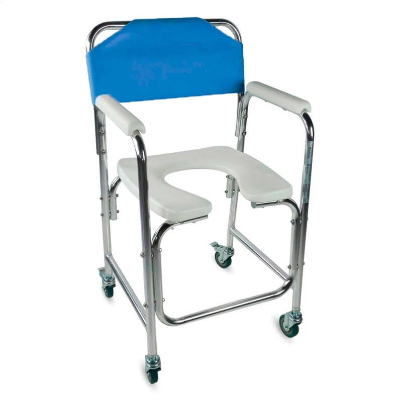 Mobiclinic Manzanares Silla para WC para Minusválidos Silla de ruedas inodoro para ancianos de Aluminio Asiento Ergonómico Sistema de frenado