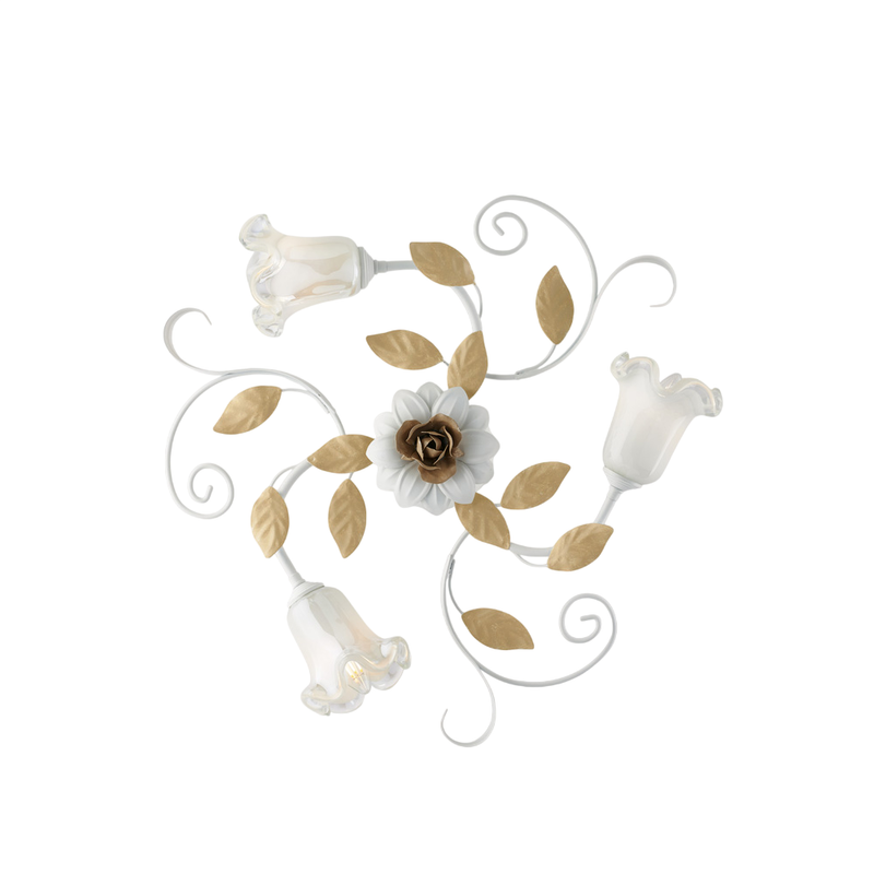 Lámpara de techo de hierro lacado blanco shabby 3 luces H.17 Ø56 BL274-PL3-BCO - Bonetti Illumina