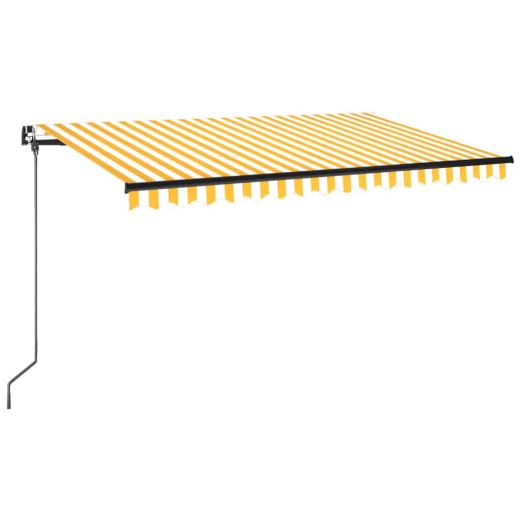 vidaXL Toldo manual retráctil con LED amarillo y blanco 450x350 cm