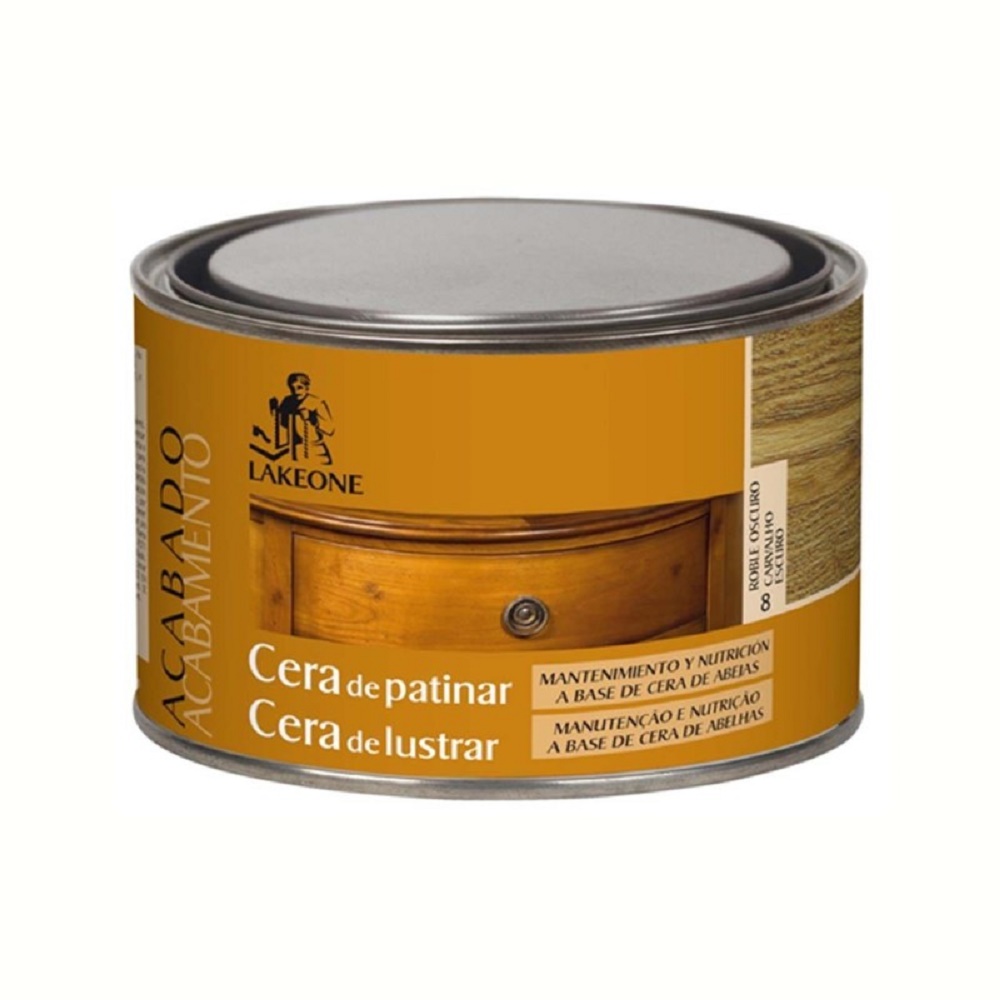 Lakeone, Cera de Patinar Roble Oscuro 300ml. Lustre para muebles de madera.