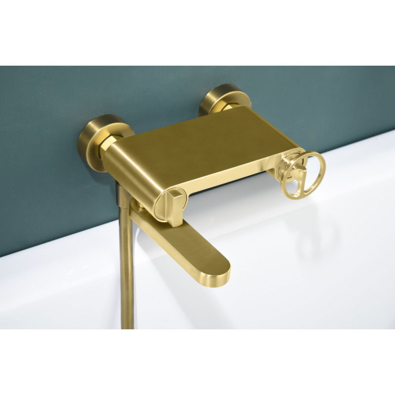 Imex Olimpo BDC033-4OC grifería monomando de bañera y ducha de latón con acabado en oro cepillado