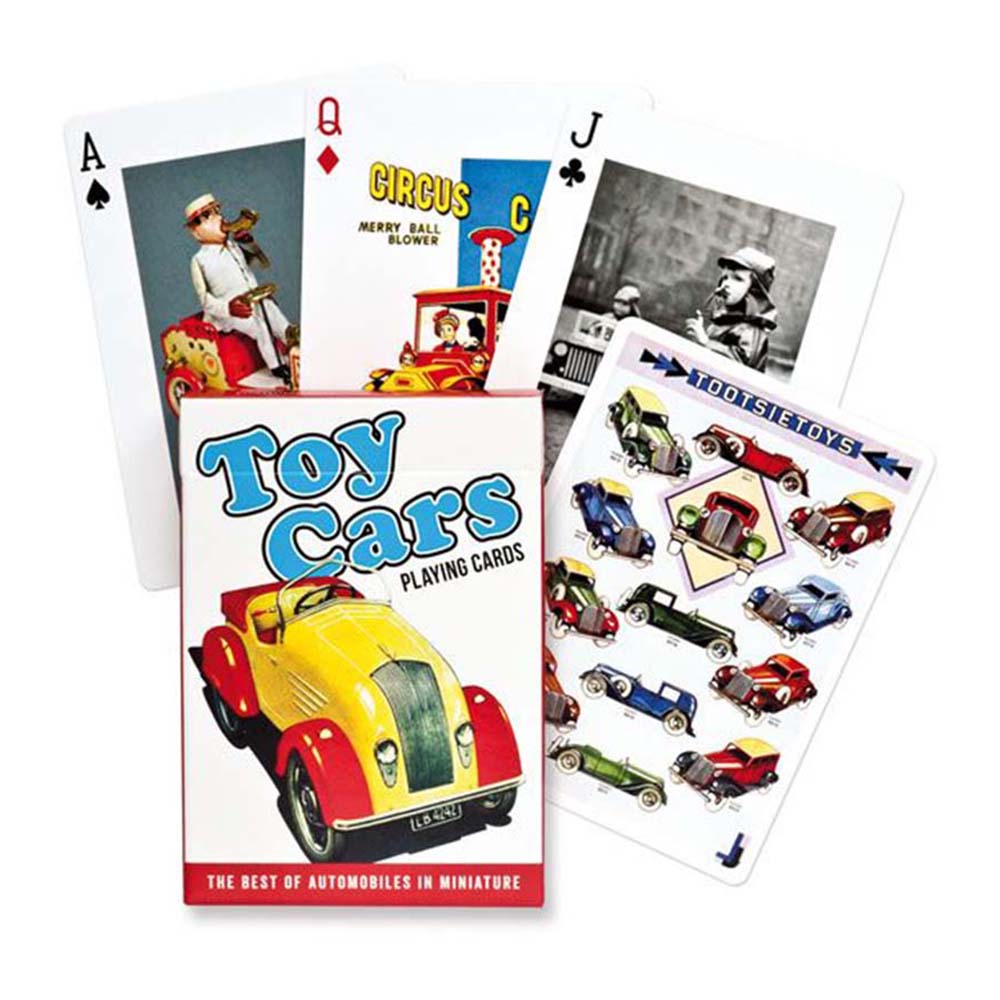 Piatnik Baraja de poker de 55 cartas Coches de juguete Vintage Catálogo 100 años de historia Juego mesa Jugar Adultos Colección Coleccionable Poquer