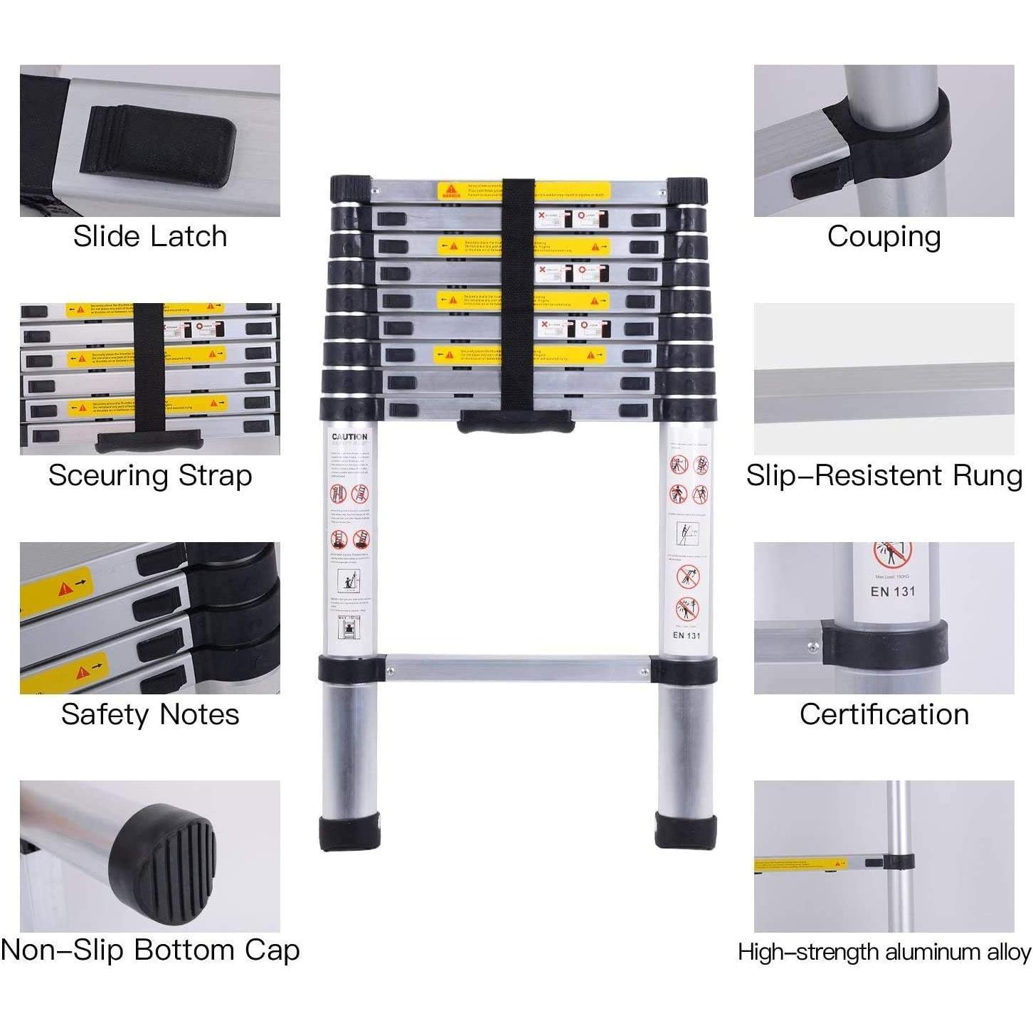 ESCALERA EXTENSIBLE TELESCOPICA PLEGABLE 2,9 METROS