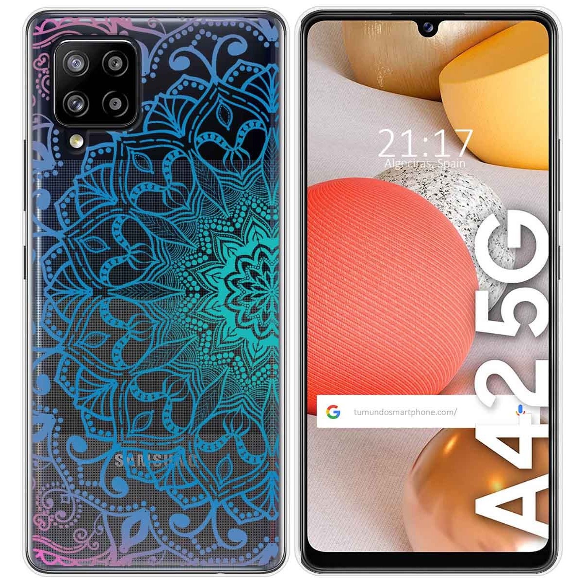 Tumundosmartphone Funda Gel Transparente para Samsung Galaxy A42 5G diseño Mandala Dibujos