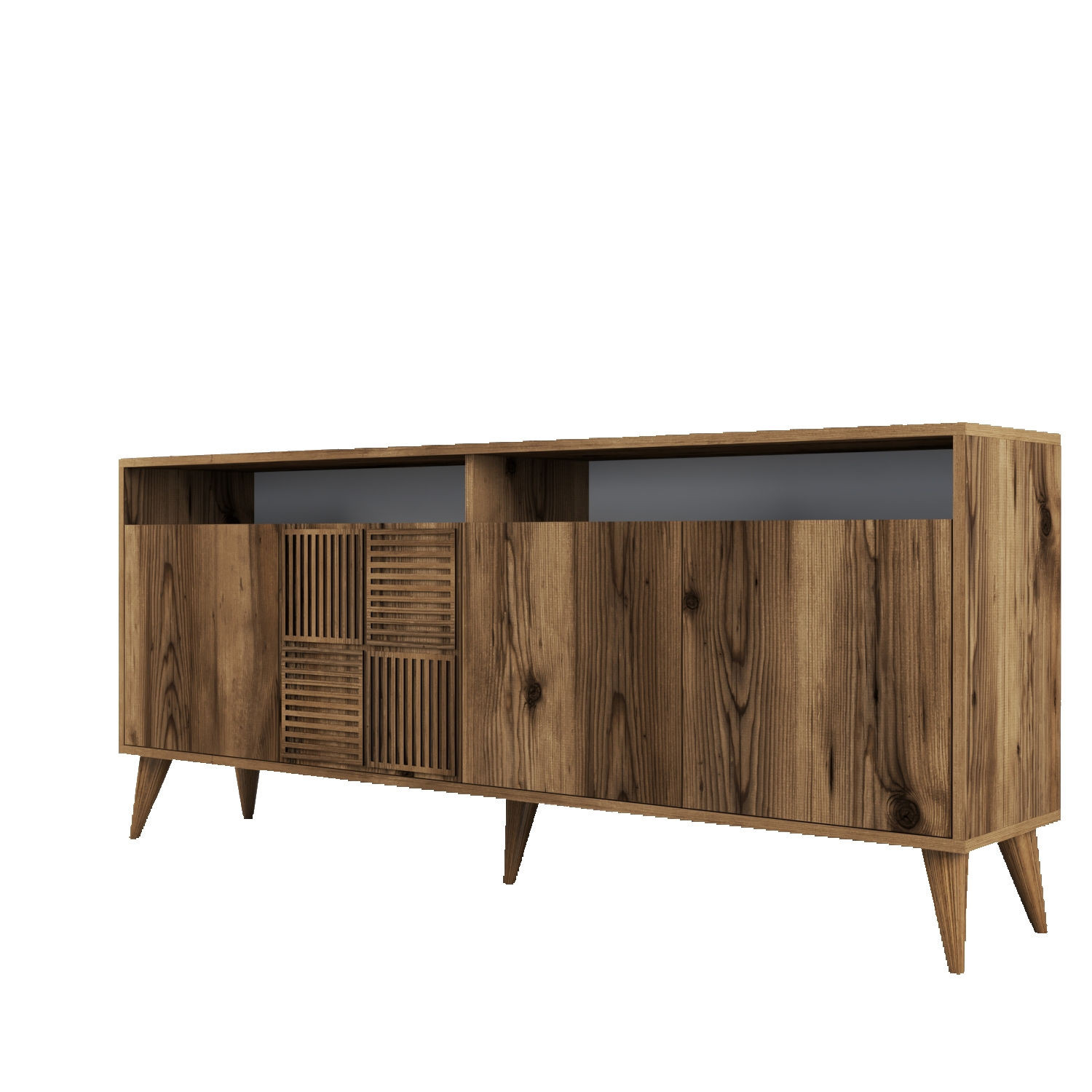 Habitat y Jardin - Aparador de madera "Milan" - 180 x 35 x 78 cm - Nogal