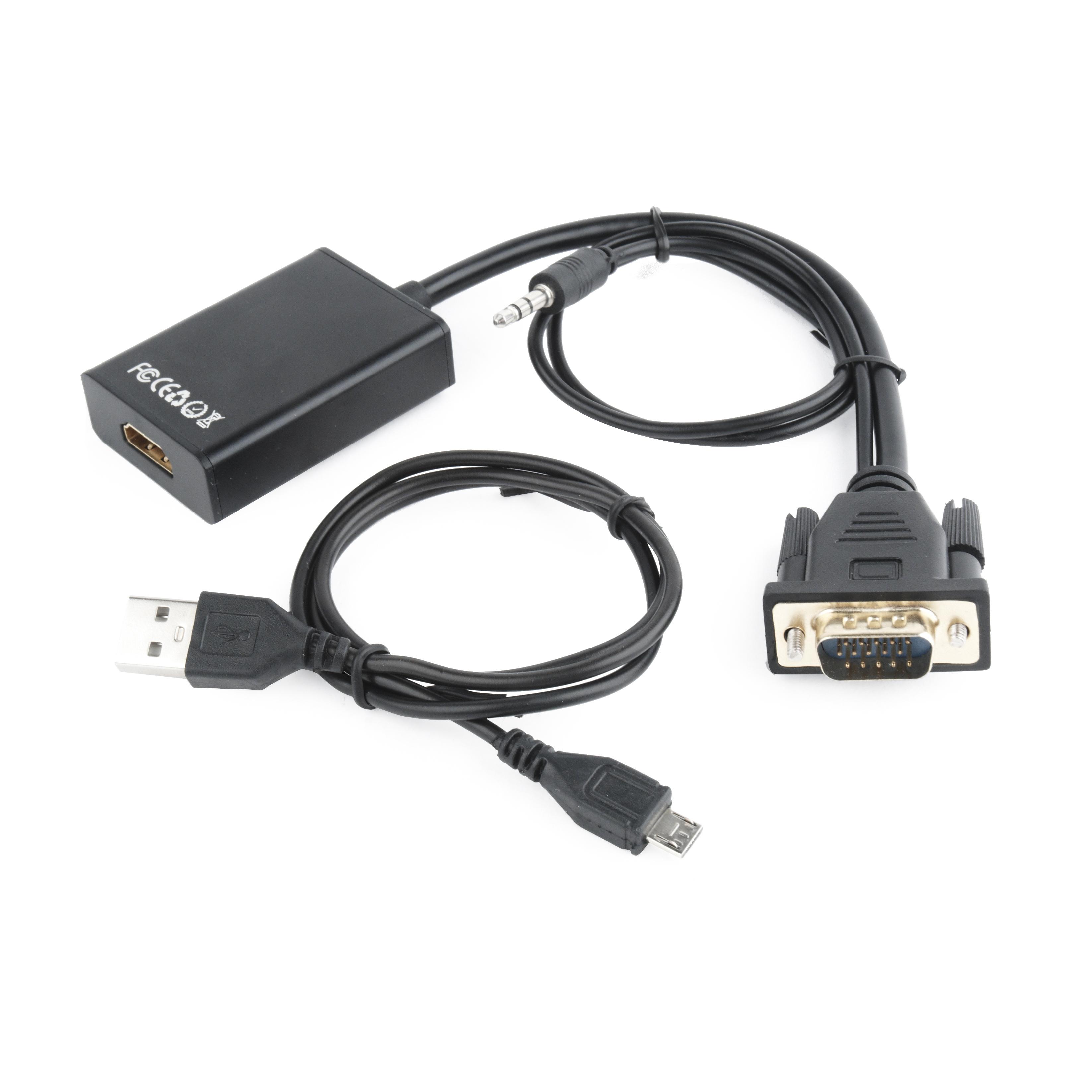 Gembird A-VGA-HDMI-01, VGA, HDMI 19 pin, Macho/Hembra, 0,15 m, Negro