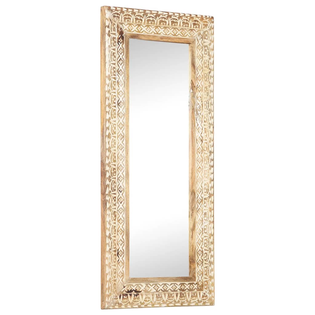 Madera Maciza de Mango Espejo Tallado a Mano Maquillaje Dimensiones 50 x 50 x 2.6 cm, 80 x 50 x 2.6 cm, 110 x 50 x 2.6 cm