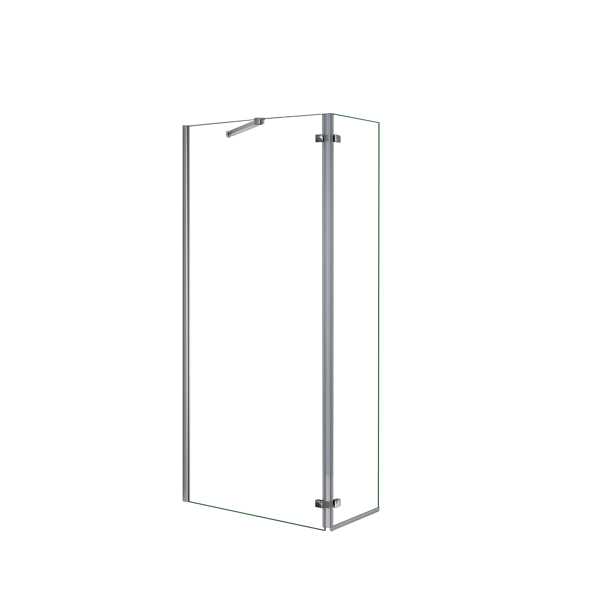 Walkin,Panel de ducha,2 hojas con Bisagra Panel fijo+giratorio,Vidrio Antical 8mm,Barra 73-120cm,Perfil Cromado,([78-80]+40)x200cm