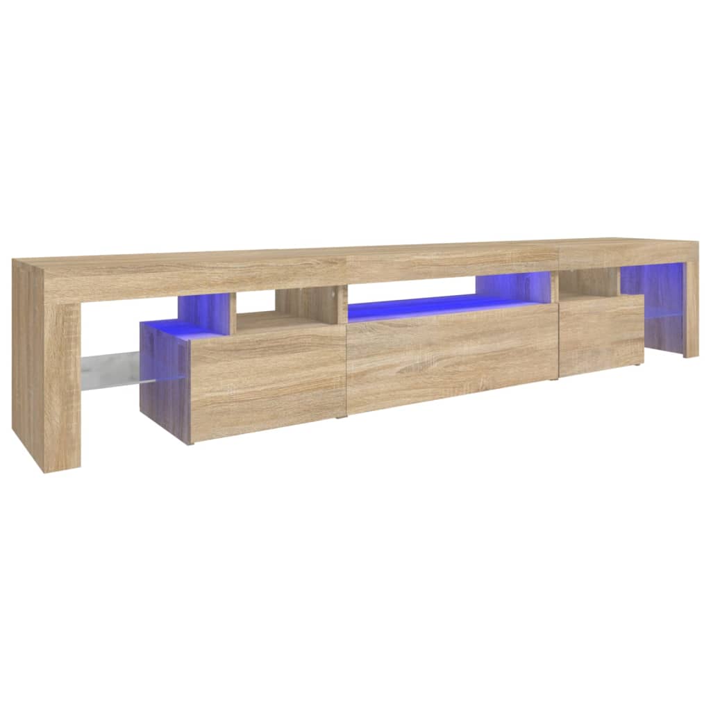 vidaXL Mueble de TV con luces LED 215x36,5x40 cm, Mueble de Salon, Mueble TV, Mueble TV salon, Mesa de TV, Mueble tele