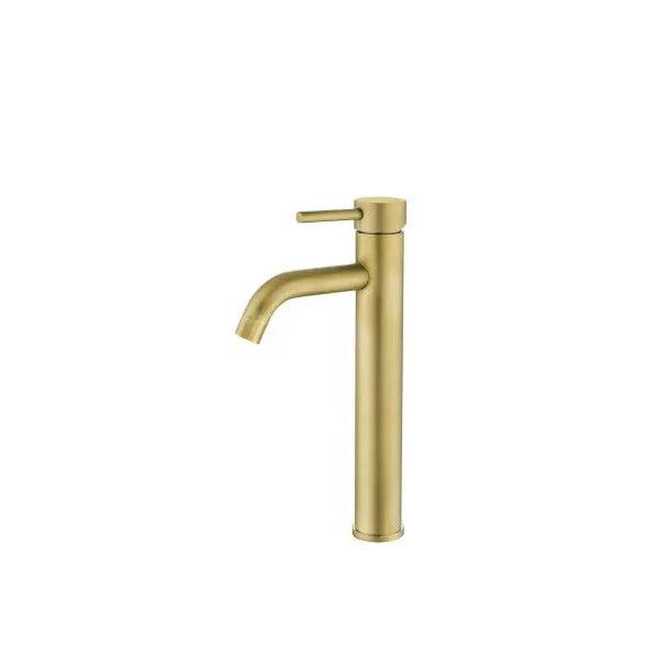 VALAZ Jabalón Grifo de lavabo alto monomando fabricado en latón de color dorado envejecido