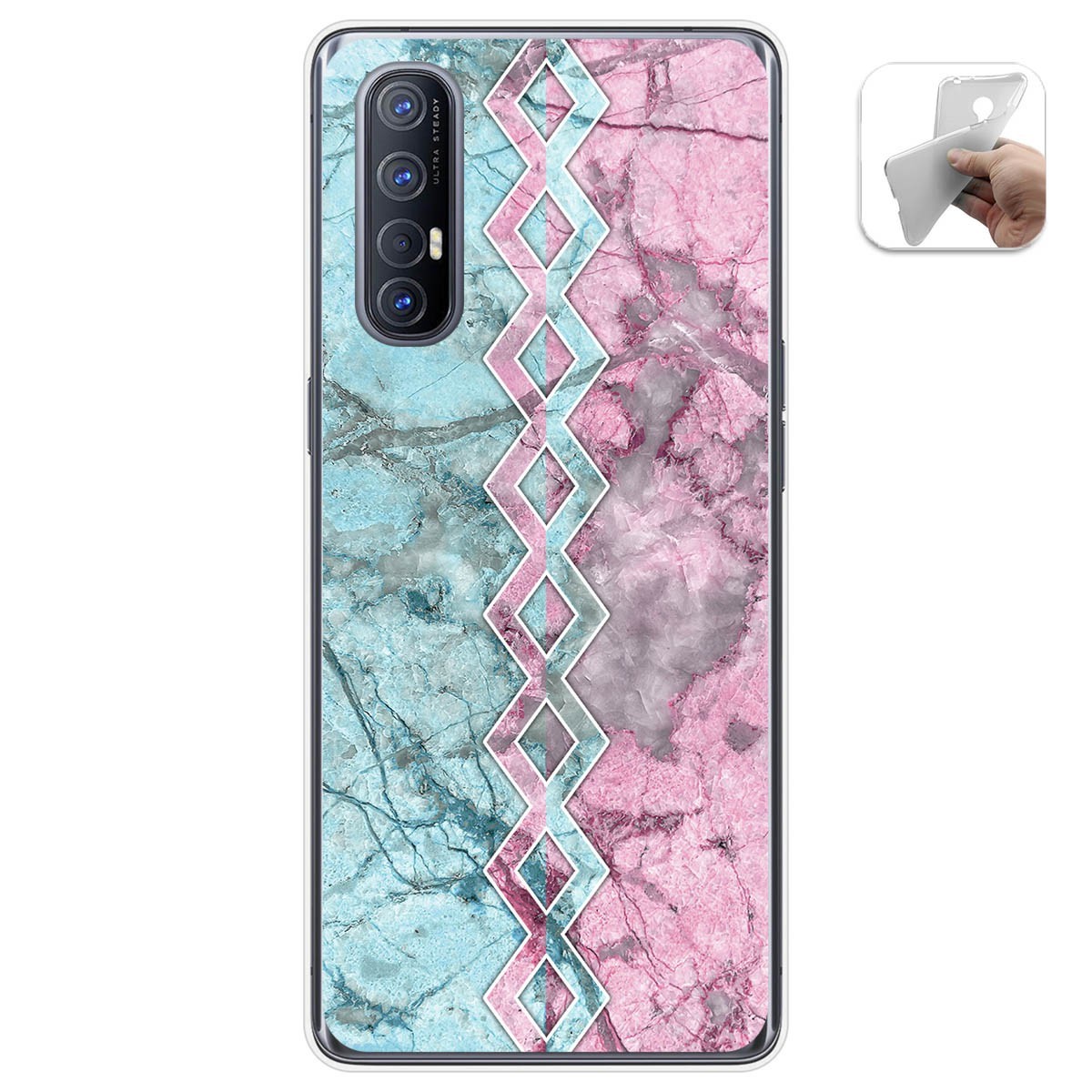 Tumundosmartphone Funda Gel Tpu para Oppo Find X2 Neo diseño Mármol 08 Dibujos