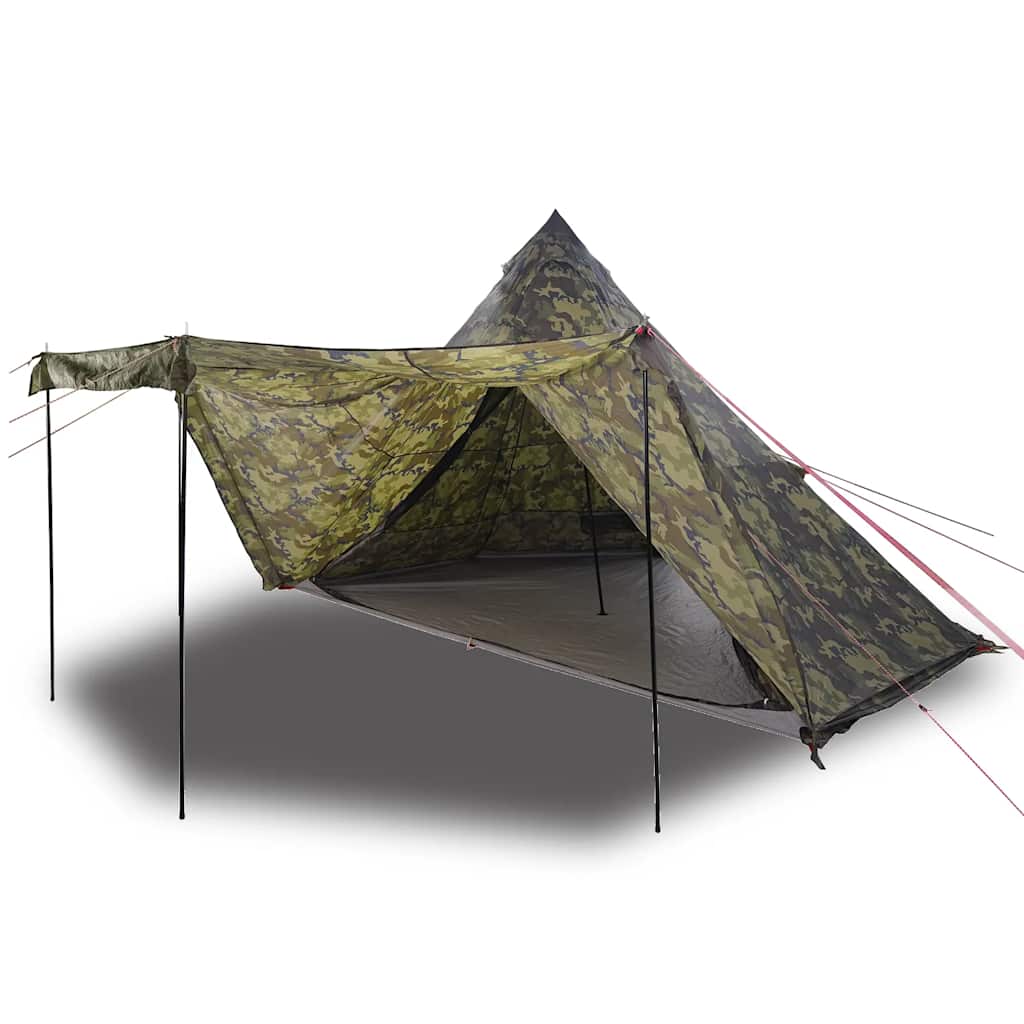 vidaXL Tienda campaña familiar tipi 8 personas impermeable camuflaje