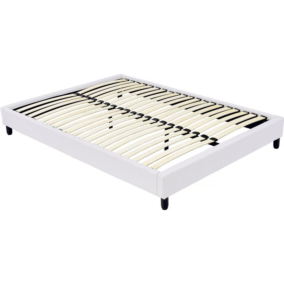 Habitat y Jardin - Somier de láminas tapizado - 140 x 190 cm - 20 láminas - Blanco