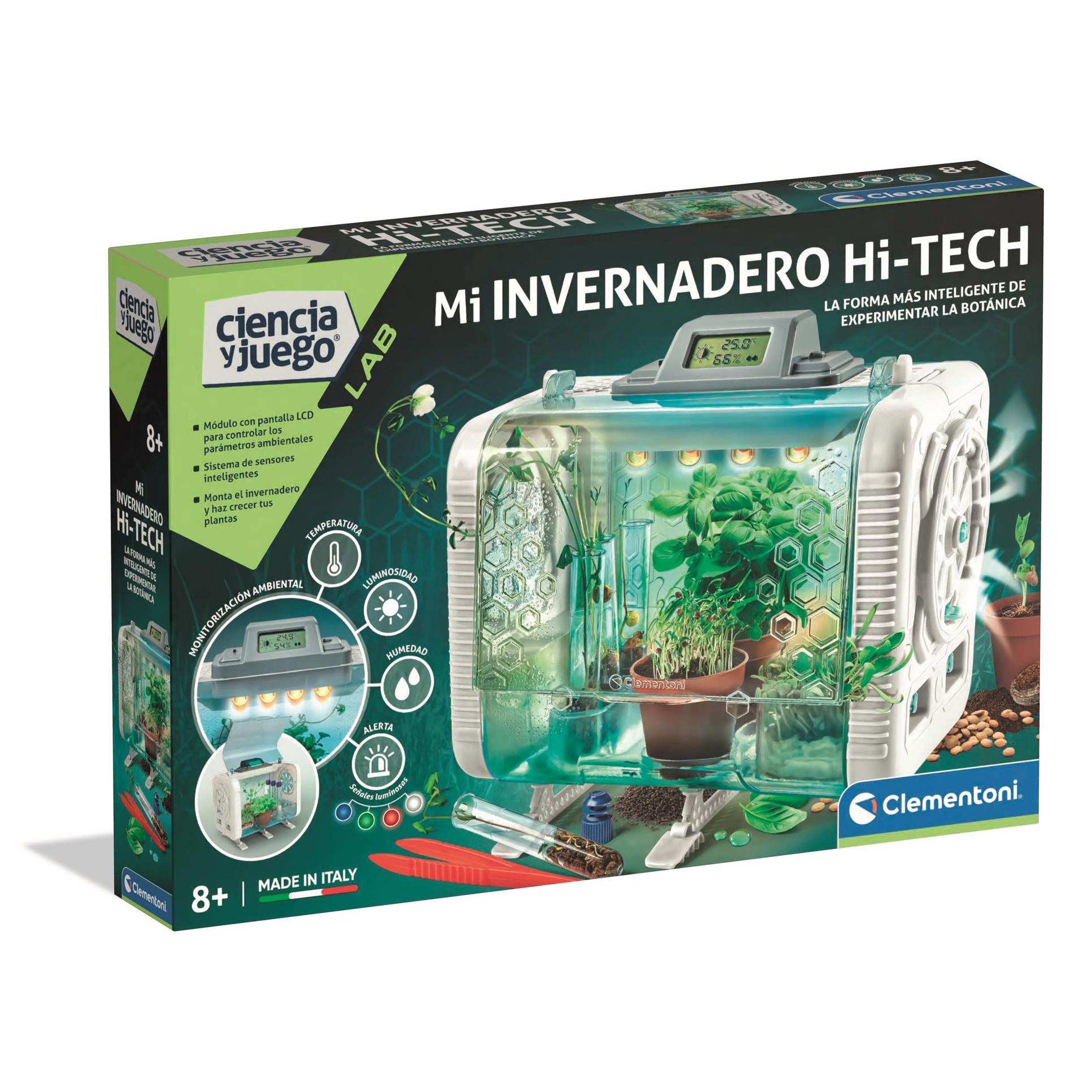 Clementoni - Invernadero Tecnológico - Juego de Botánica para Niños - Experimenta con la jardineria y la Ciencia - Control de Temperatura Humedad y Luz - Pantalla LCD - A Partir de 8 Años - 55562