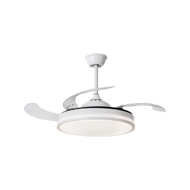 NARVI Ventilador de techo color blanco_ 3 Palas retráctiles_Motor DC_ Luz LED Regulable y Memoria.Con Mando. REF MORAIRA 7285 WH
