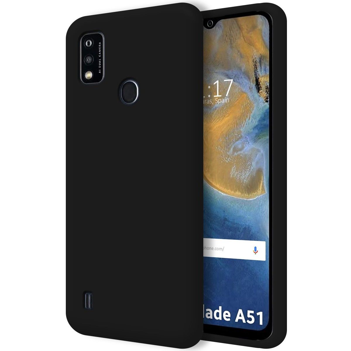 Funda Silicona Líquida Ultra Suave para ZTE Blade A51 color Negra