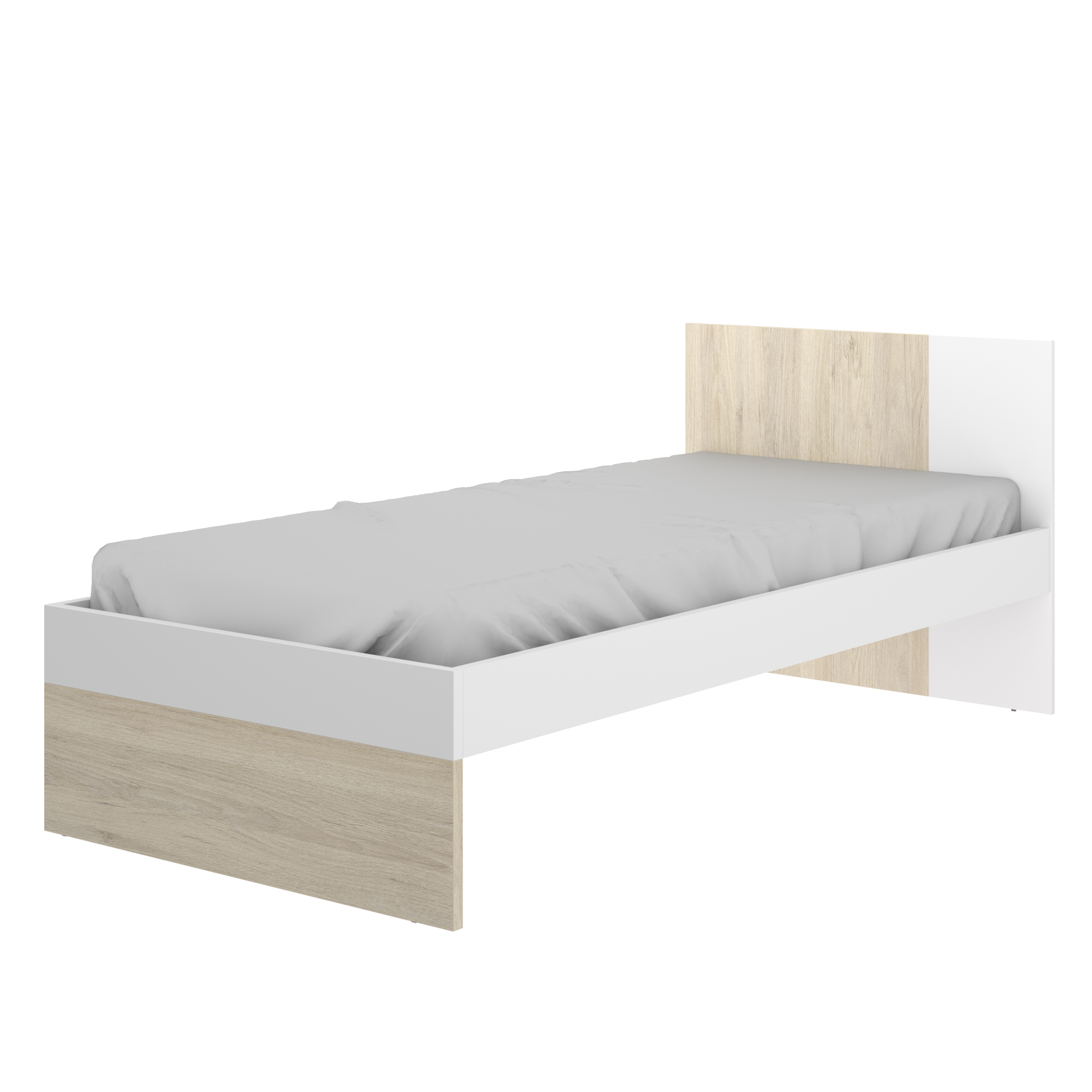 Cama nido juvenil con escritorio Kric Natural - Blanco