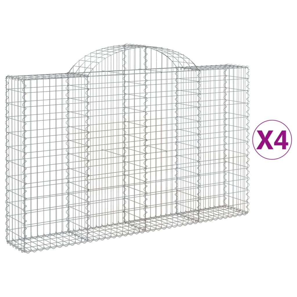 Vidaxl Cestas de Gaviones 4 Uds Forma de Arco Hierro 200 X 30 X 40/60 Cm