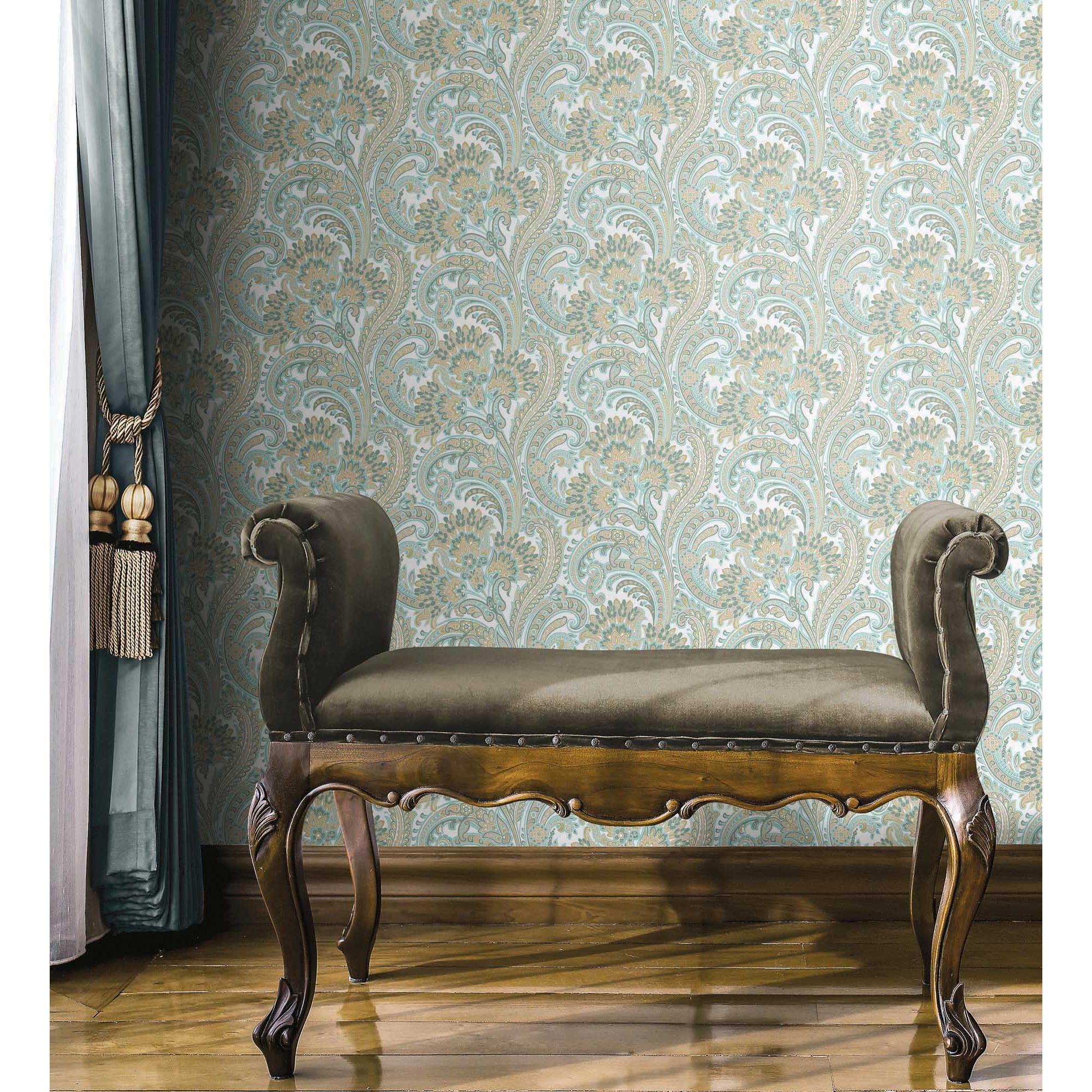 Papel pintado vinílico cachemir floral hindú con relieve efecto textura de tela - Tamil Etnik 676351 de GAULAN - Rollo de 10 m x 1,06 m