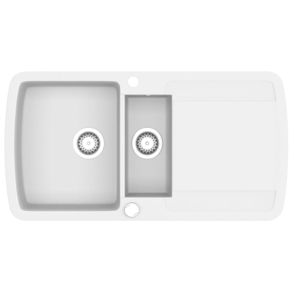 vidaXL Fregadero de Cocina 2 Seno Granito Lavadero Fregadero Lavabo Lavaplatos Color Gris,  Negro,  Blanco y mas