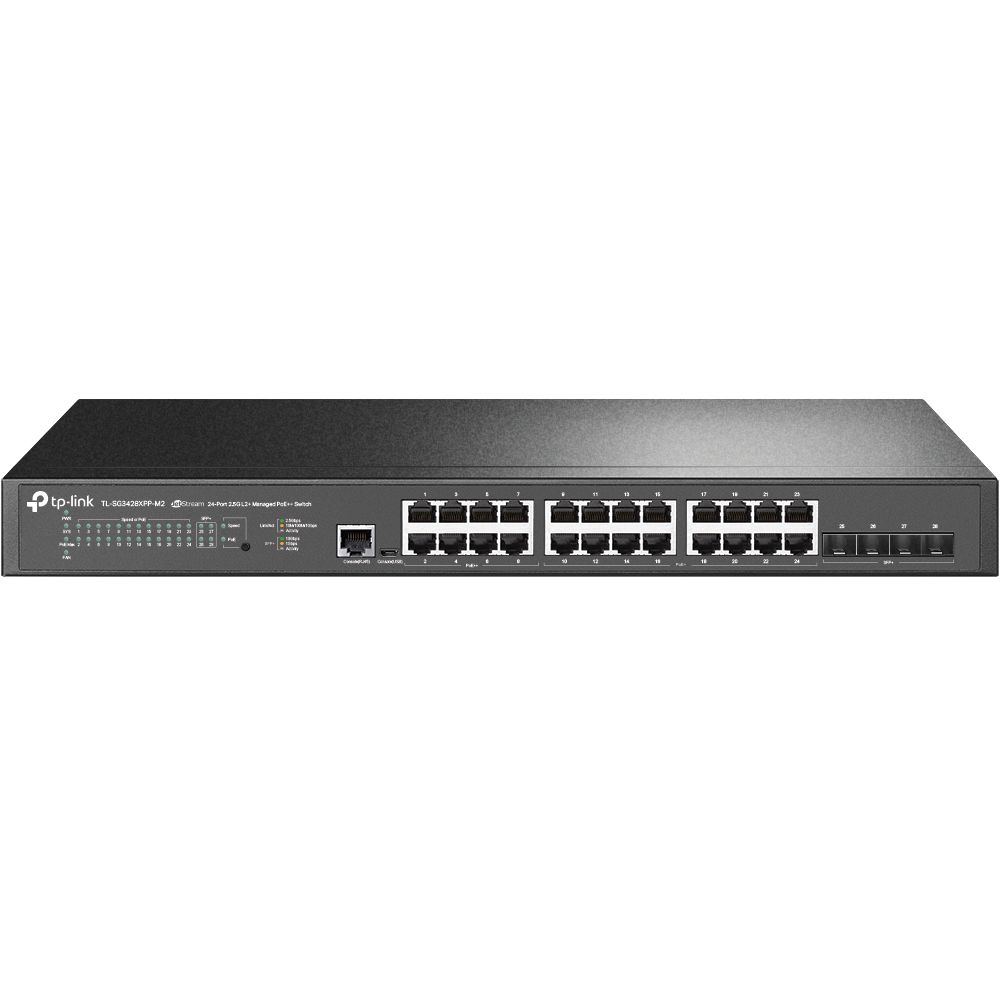 HUB Switch puertos 24 puertos RJ-45 Ethernet 2.5G TP-LINK SG3428XPP-M2  | RJ-45 Ethernet 2.5G (100/1000/2500), Negro