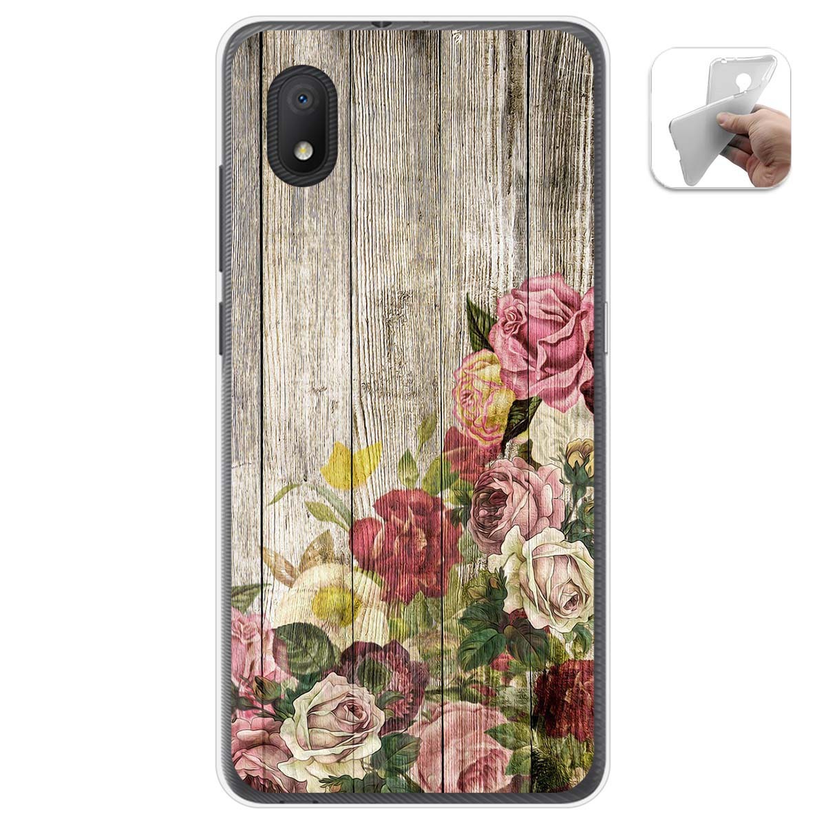 Tumundosmartphone Funda Gel Tpu para Alcatel 1B 2020 diseño Madera 08 Dibujos