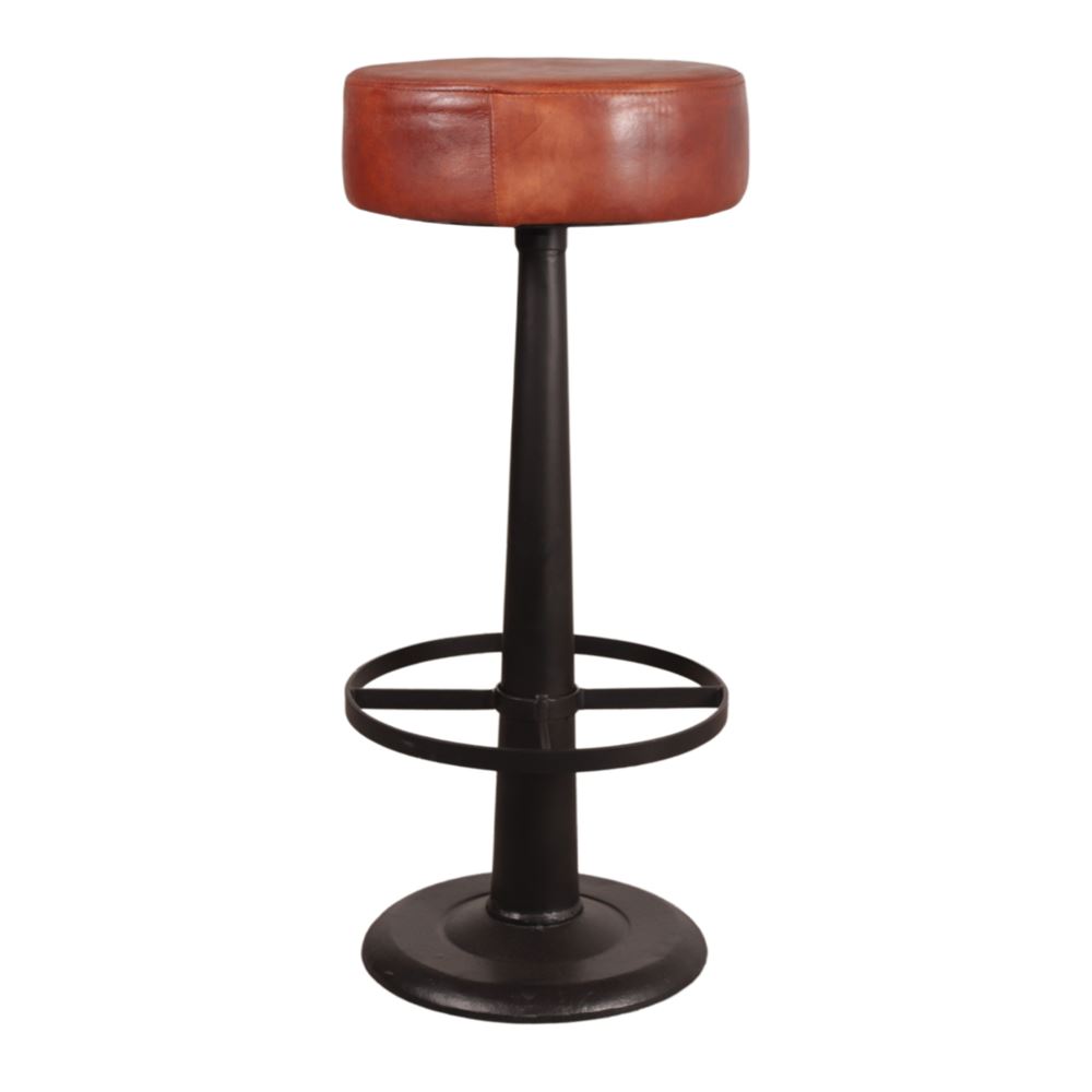 TABURETE ALTO DE METAL Y PIEL ALEXIS - MISTERWILS FURNITURE FOR FREE SOULS
