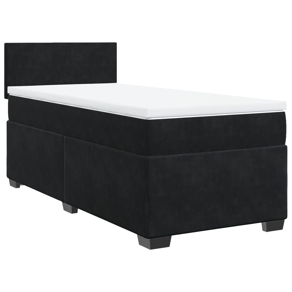 vidaXL Cama box spring con colchón terciopelo negro 80x200 cm