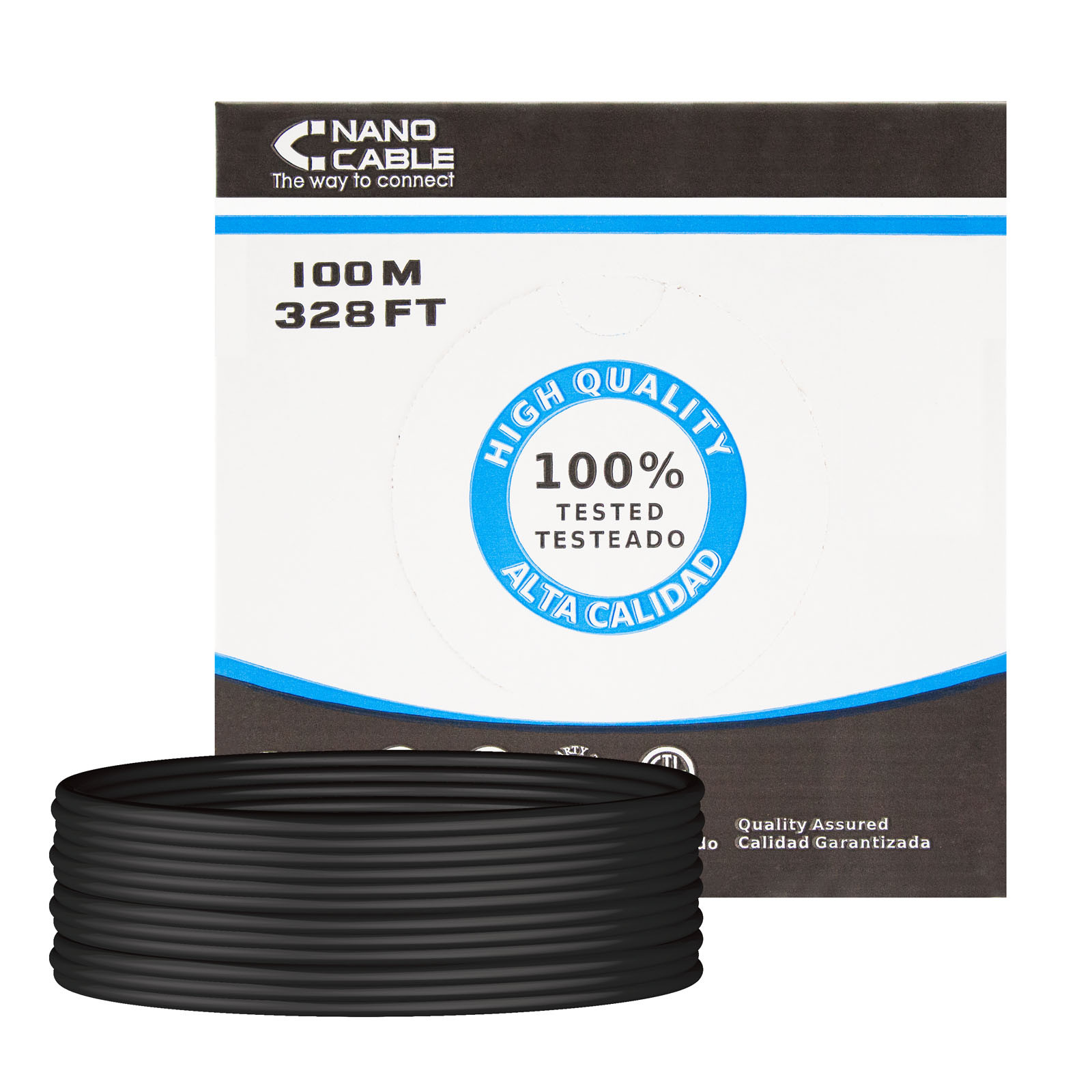 Nanocable Cable UTP Cat6 Exterior CU (100m) Bobina de Red Categoría 6 AWG24 Rígido 100% Cobre para Exterior