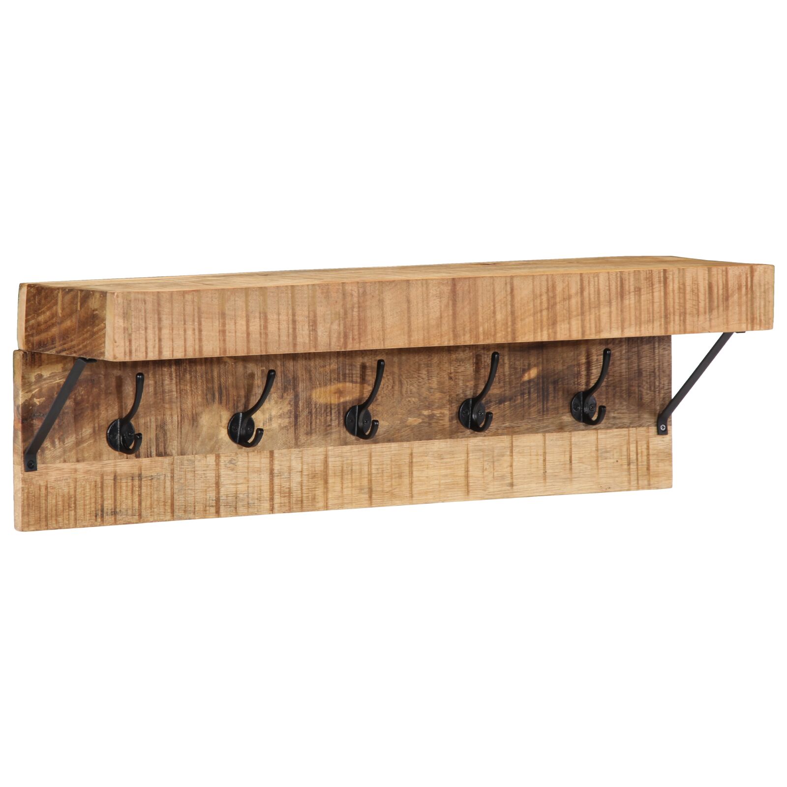 Perchero Wall Mounted de vidaXL con Estante de Madera de Mango Sólida y Metal