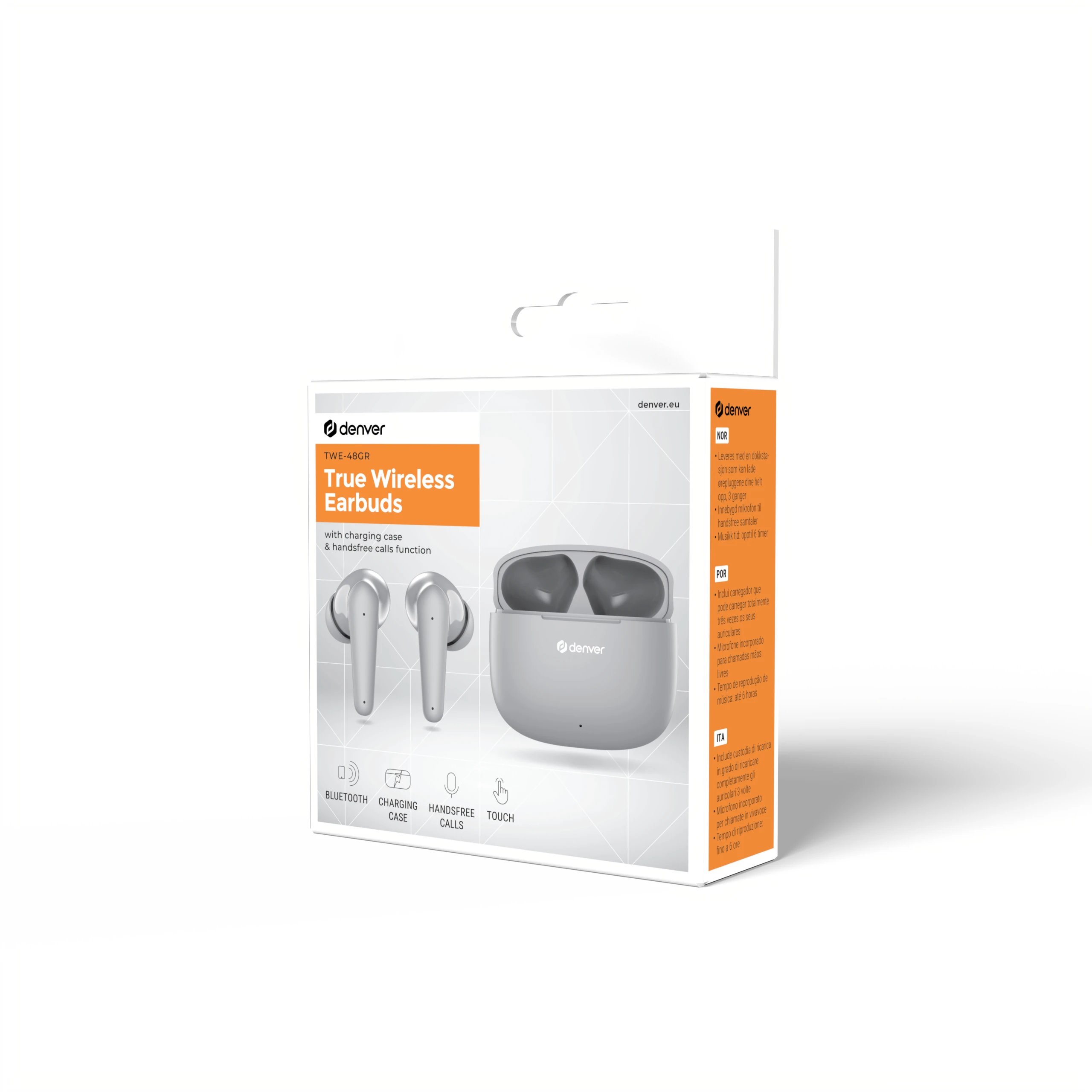 Denver - Auriculares TWS in-ear AU278599 con micrófono integrado, sonido equilibrado 20–20.000 Hz y conexión Bluetooth estable para llamadas y música