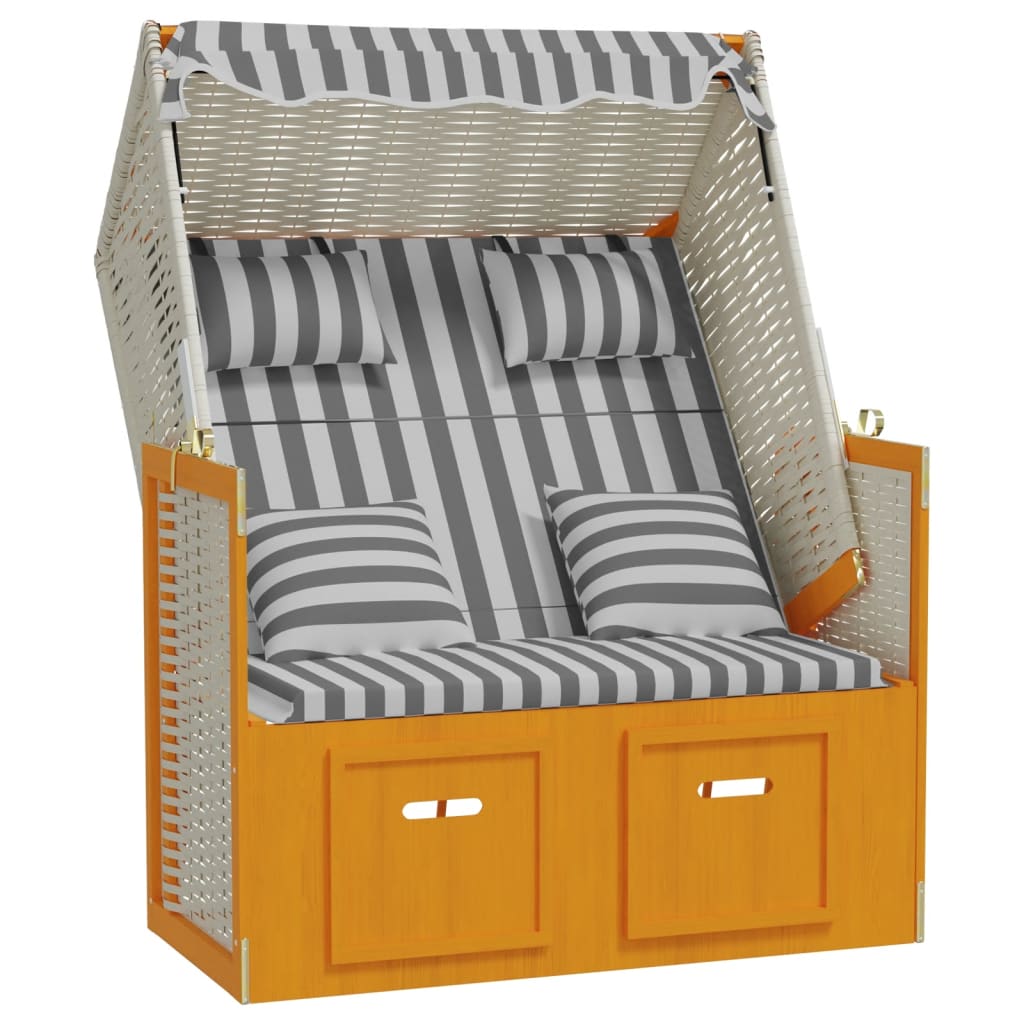 Vidaxl Silla Strandkorb con Cojines, Ratán Sintético, Madera, Gris