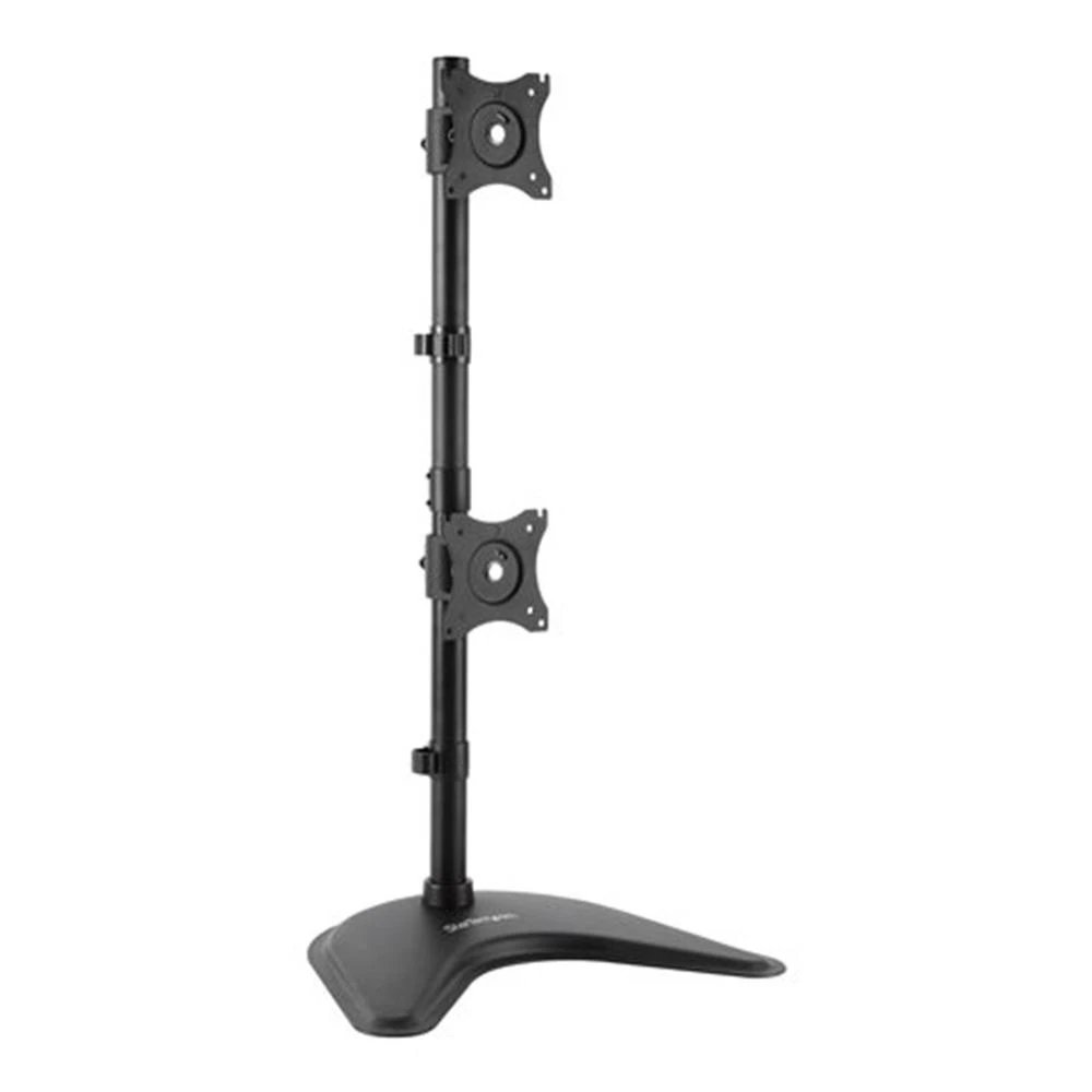 StarTech - Soporte vertical para dos monitores ARMBARDUOV de acero resistente, compatible VESA 75x75 y 100x100 mm, con ajuste de altura, inclinación ±45° y rotación 360°