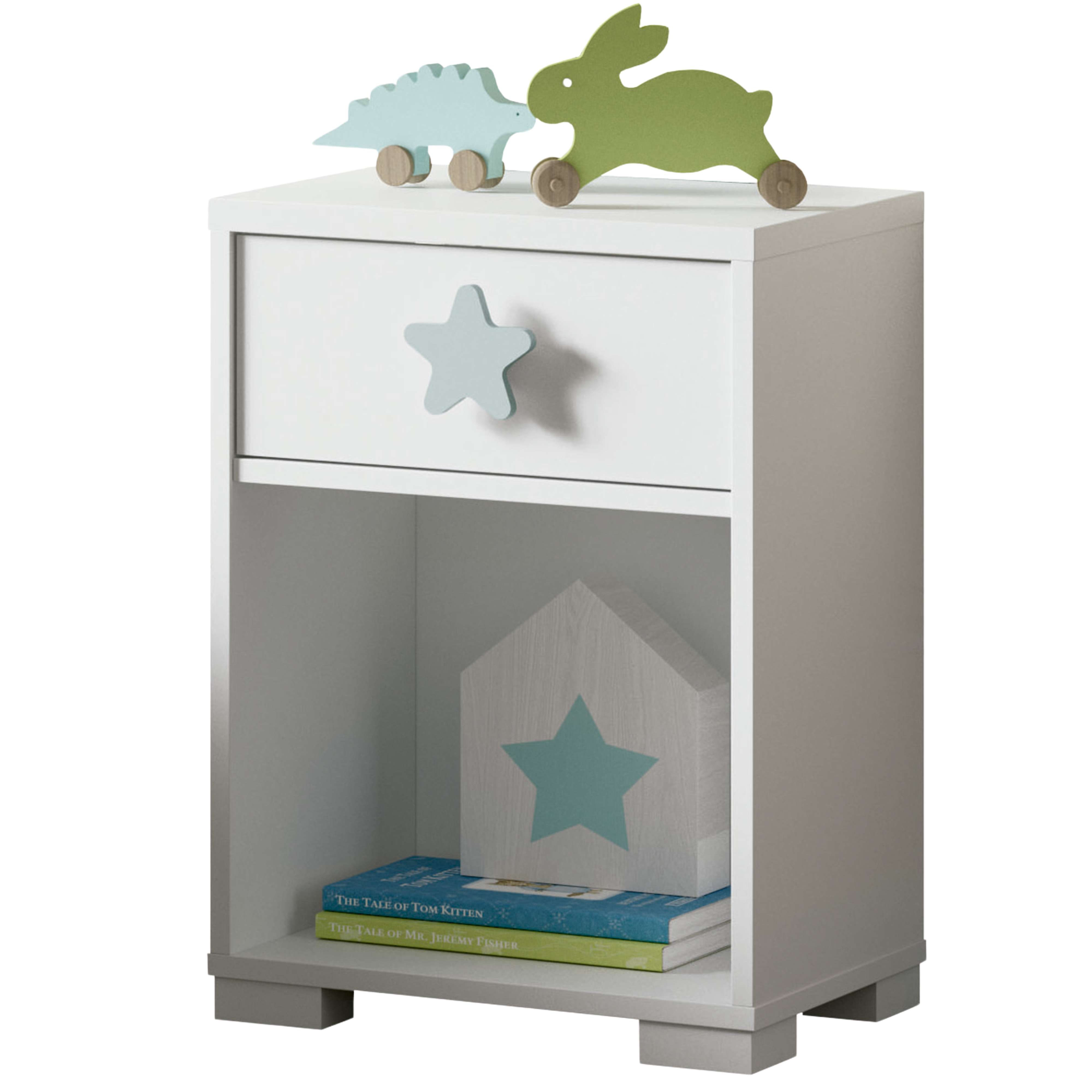 Miroytengo Mesita de Noche Infantil Color Blanco Star 56x40x33 cm