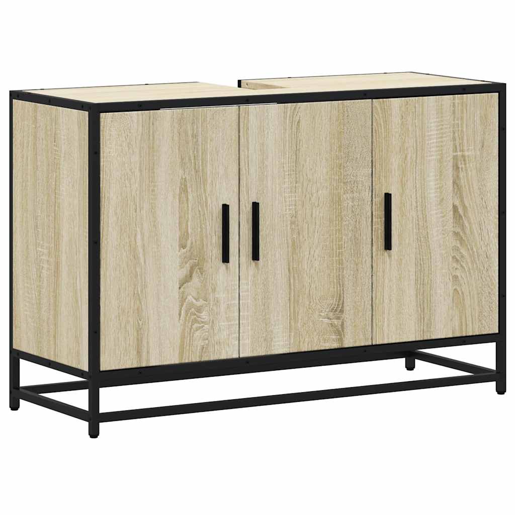 vidaXL Mueble de lavabo de baño roble Sonoma 90x33x60 cm madera de ingeniería