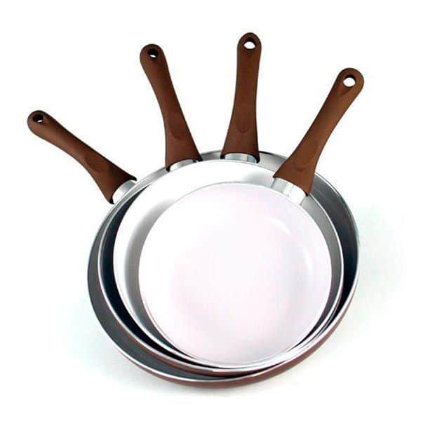 Juego de sartenes con recubrimiento de ceramica (4 piezas) Maxceramic, 18 cm, 22 cm, 24 cm y 28 cm de diámetro, libres de tóxicos  516