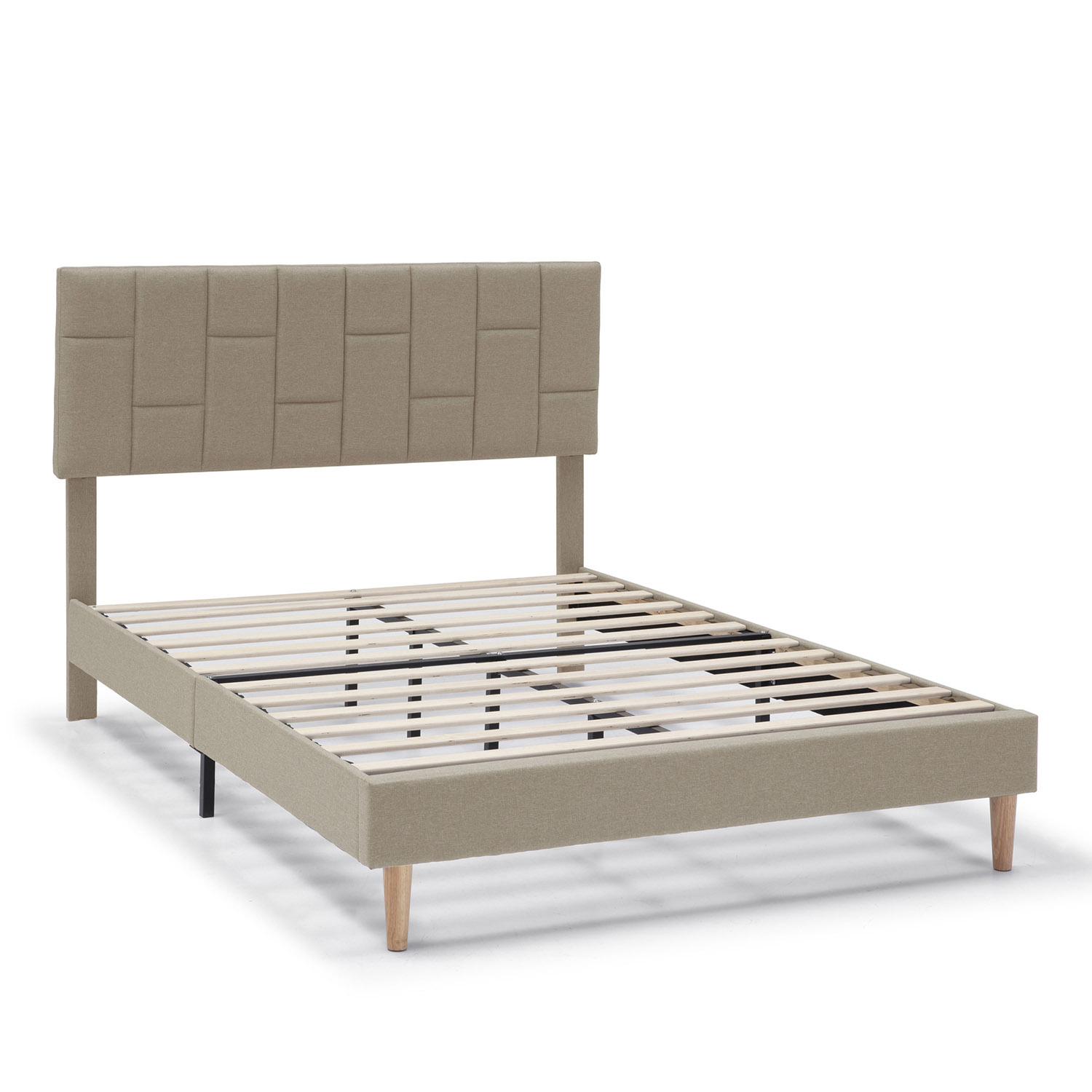 Estructura de Cama tapizada Sorni de 30 cm, 90x190 cm,  color Beige VS Venta-Stock