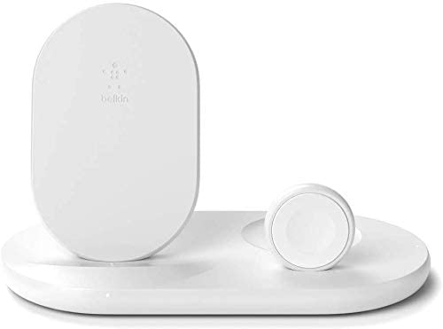 Belkin - Belkin - Cargador inalámbrico 3 en 1, estación de carga de 7.5 W para iPhone, Apple Watch y AirPods, base de carga para iPhone, soporte de carga para Apple Watch, blanco