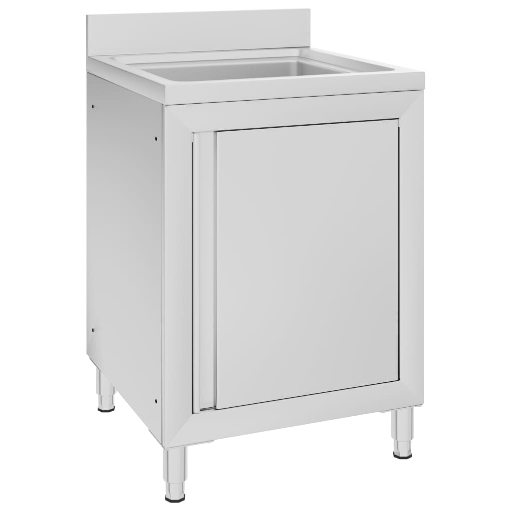 vidaXL Armario de Cocina Comercial de Acero Inoxidable Lavabo Dimensiones 60 x 60 x 96 cm (Escurridero), 60 x 60 x 96 cm (Fregadero)