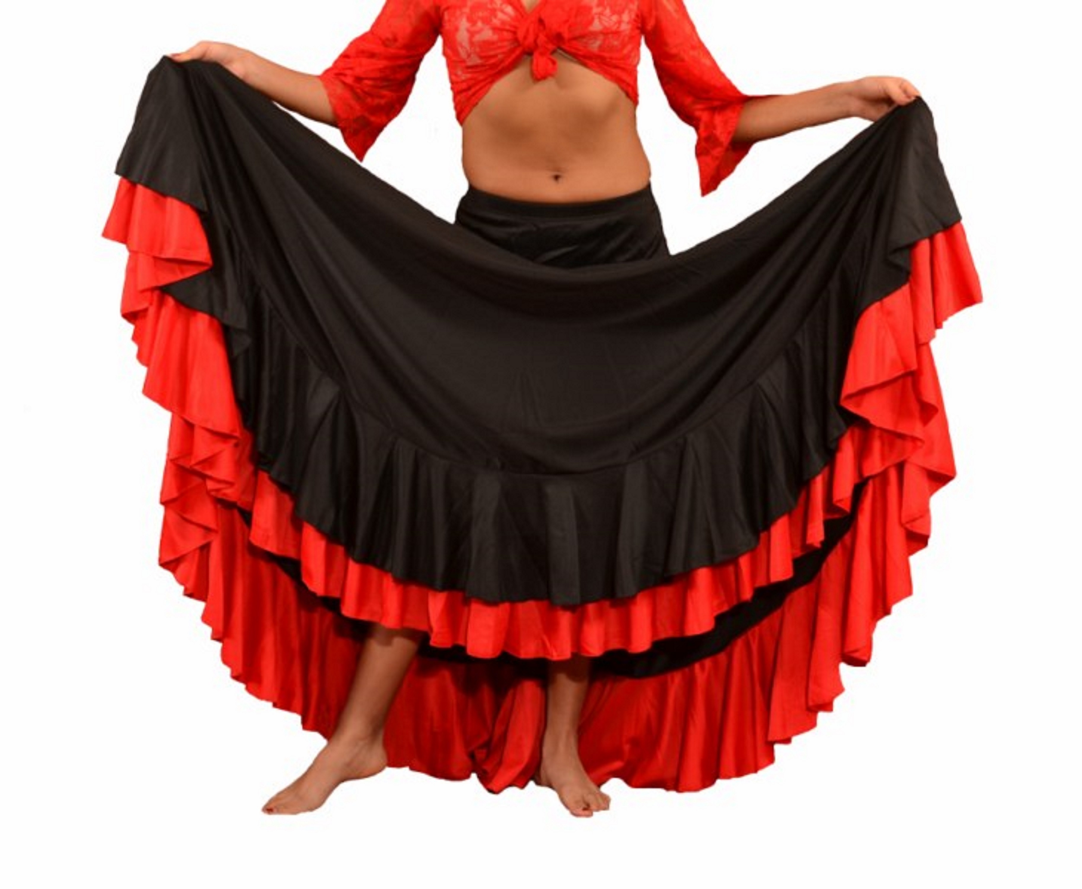 Falda mujer flamenco danza dos volantes. Falda ensayo espectáculos danza sevillana